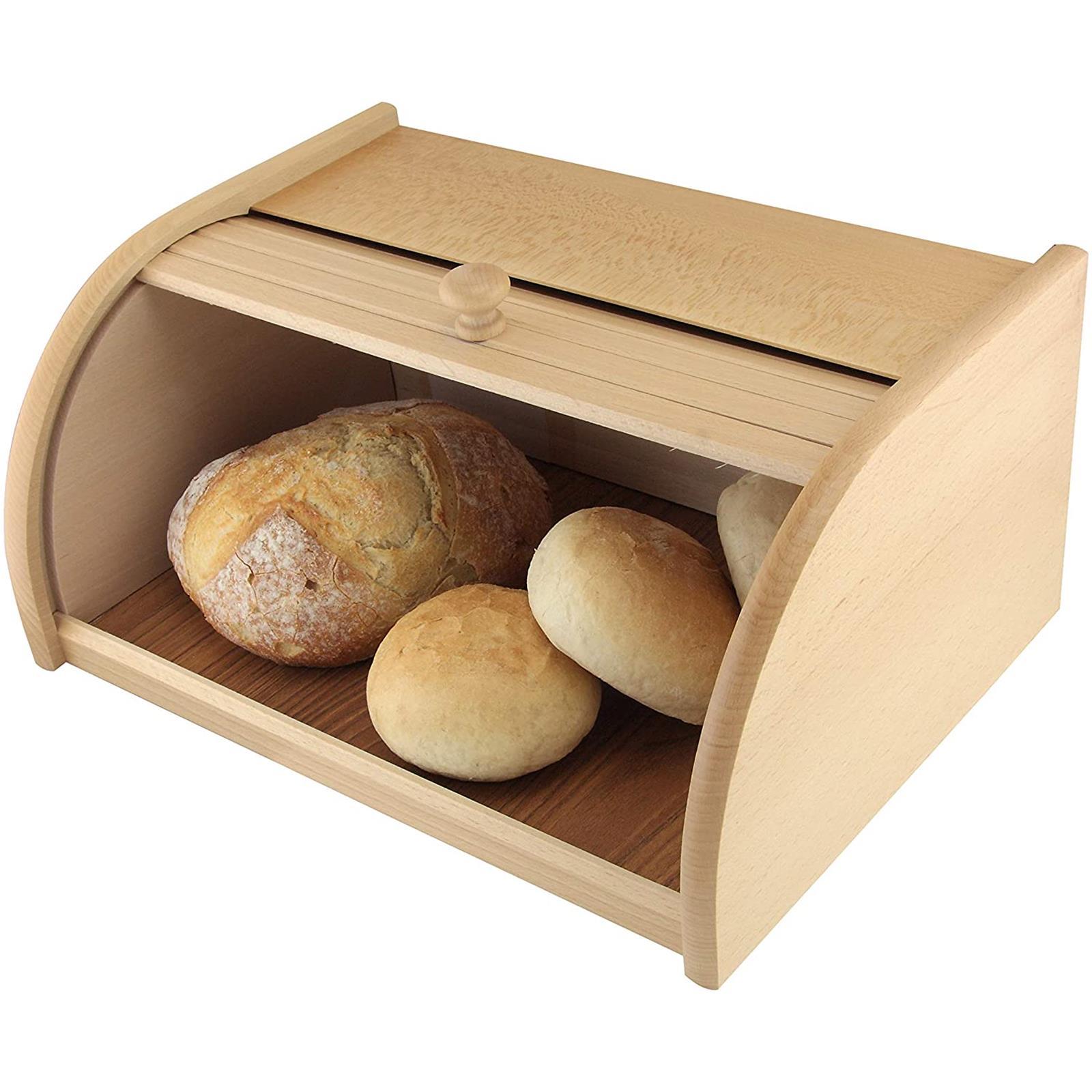 Portapane con apertura a serranda in legno di Faggio (cm 40 x 20 x 17 cm)