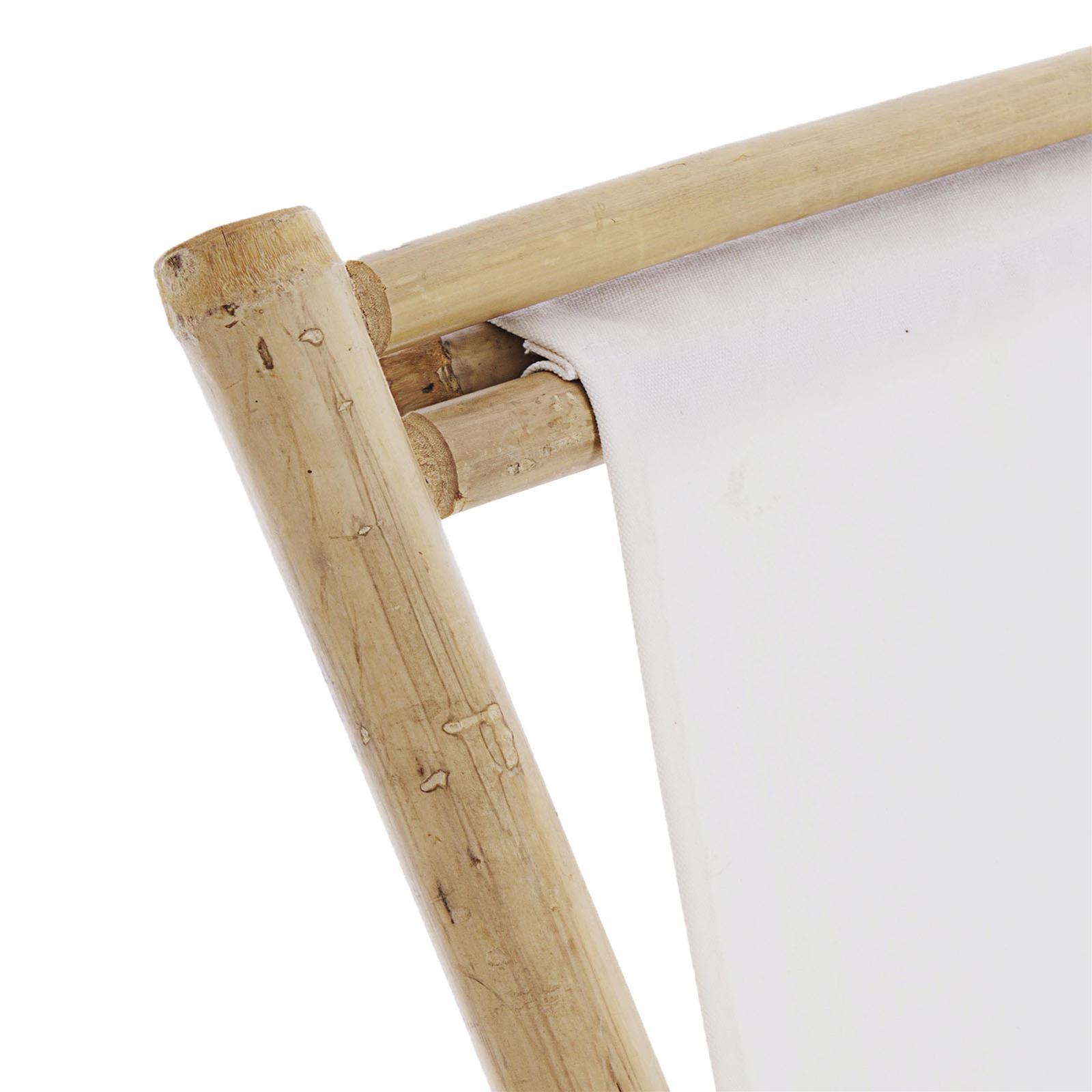 Sdraio joyce da piscina e balcone 4 posizioni struttura in bamboo e tessuto bianco