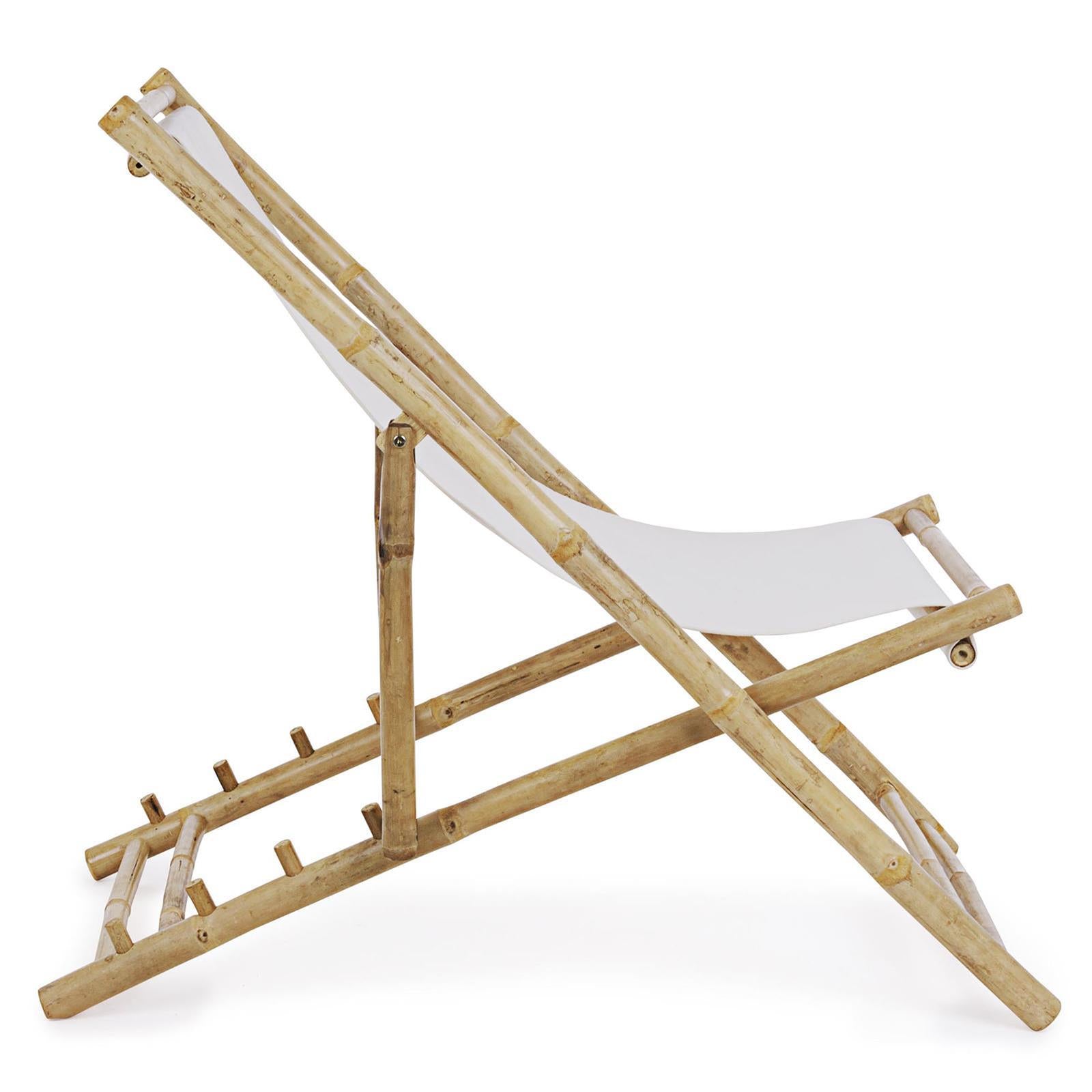 Sdraio joyce da piscina e balcone 4 posizioni struttura in bamboo e tessuto bianco