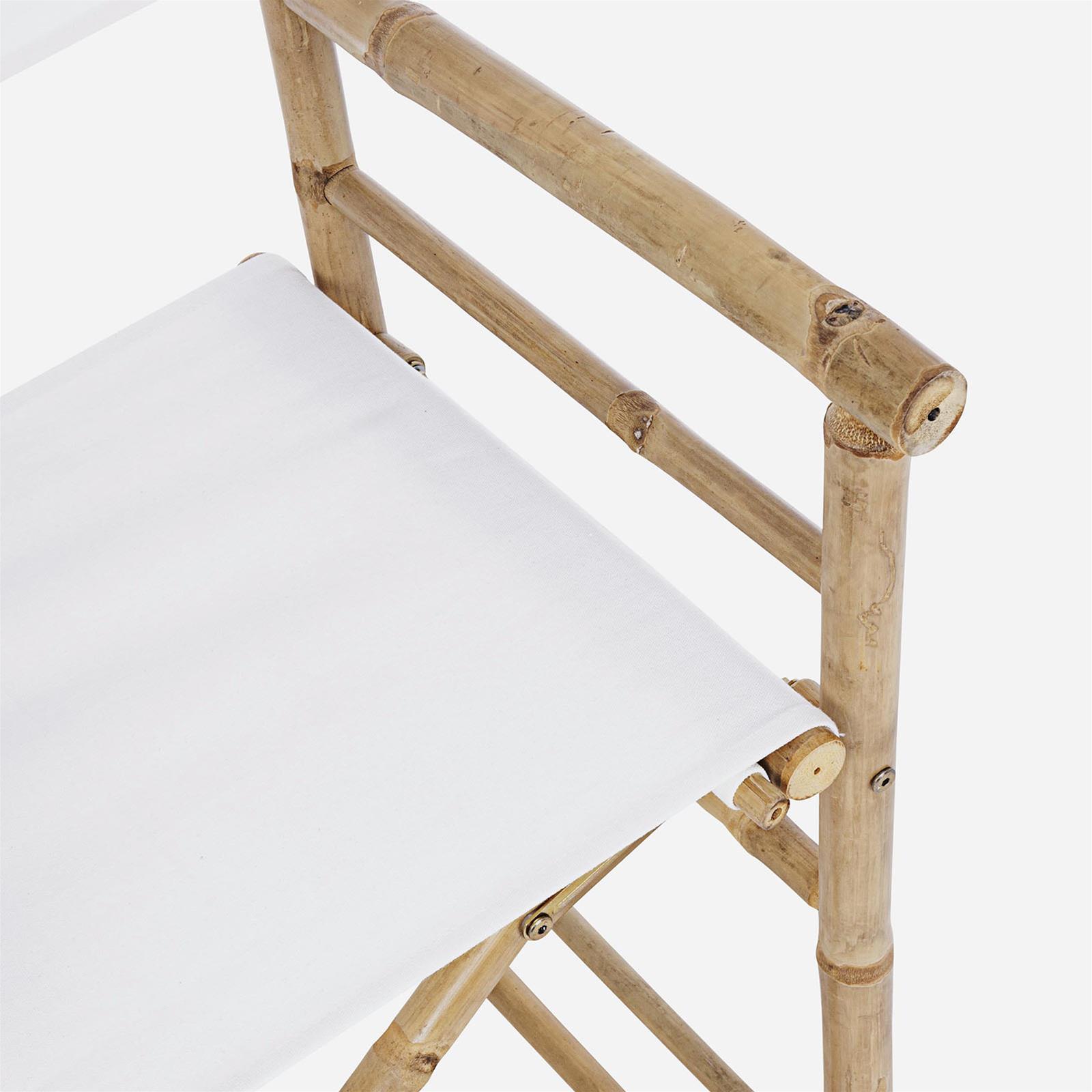 Sedia regista joyce da piscina e balcone struttura in bamboo e tessuto bianco