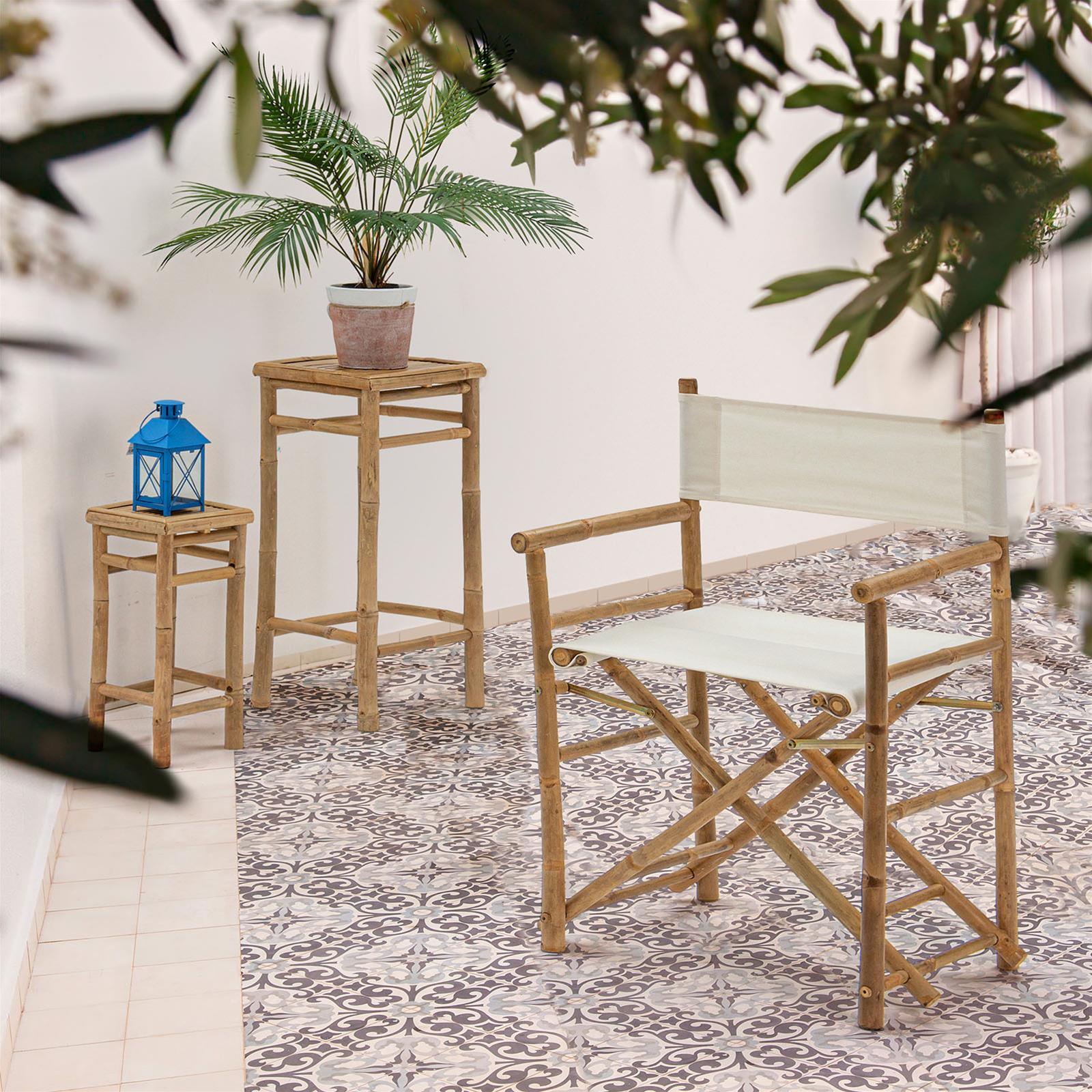Sedia regista joyce da piscina e balcone struttura in bamboo e tessuto bianco