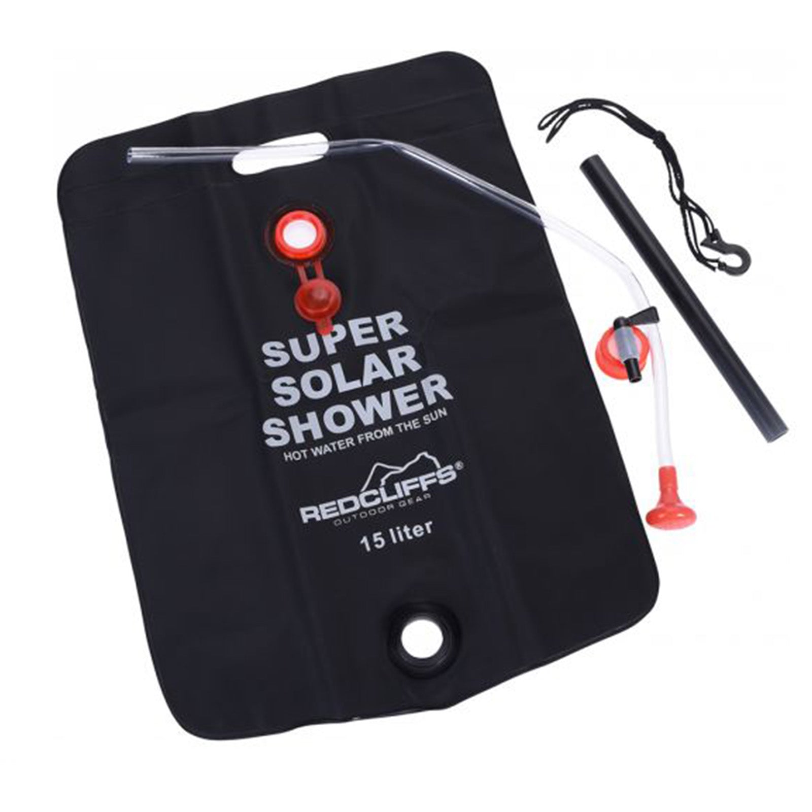 Doccetta solare a sacco per giardino e campeggio borsa in vinile nera da 15 lt