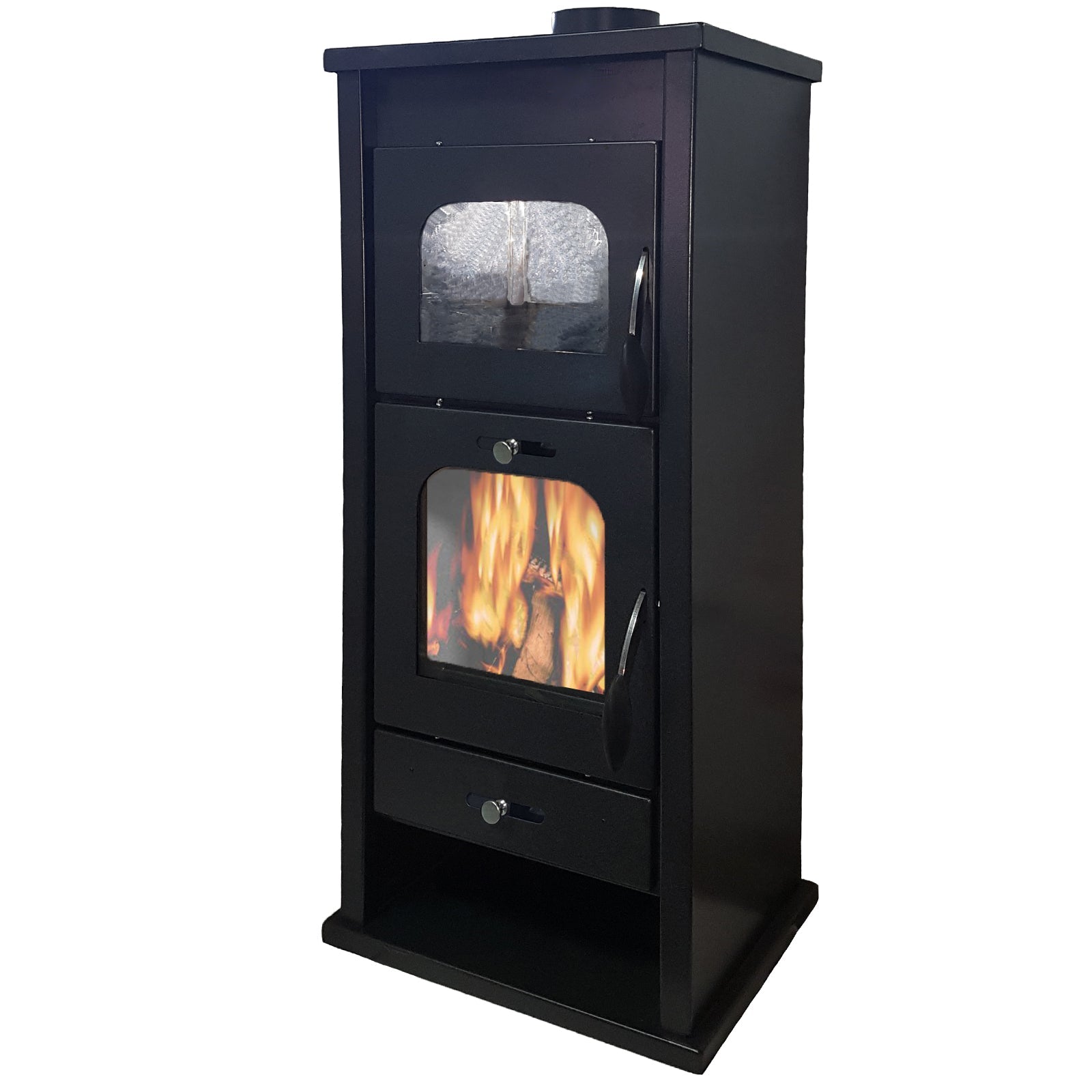 Stufa a legna "Gran Paradiso" 13 kw con forno h 109 cm in acciaio verniciato caminetto "Made in Italy"