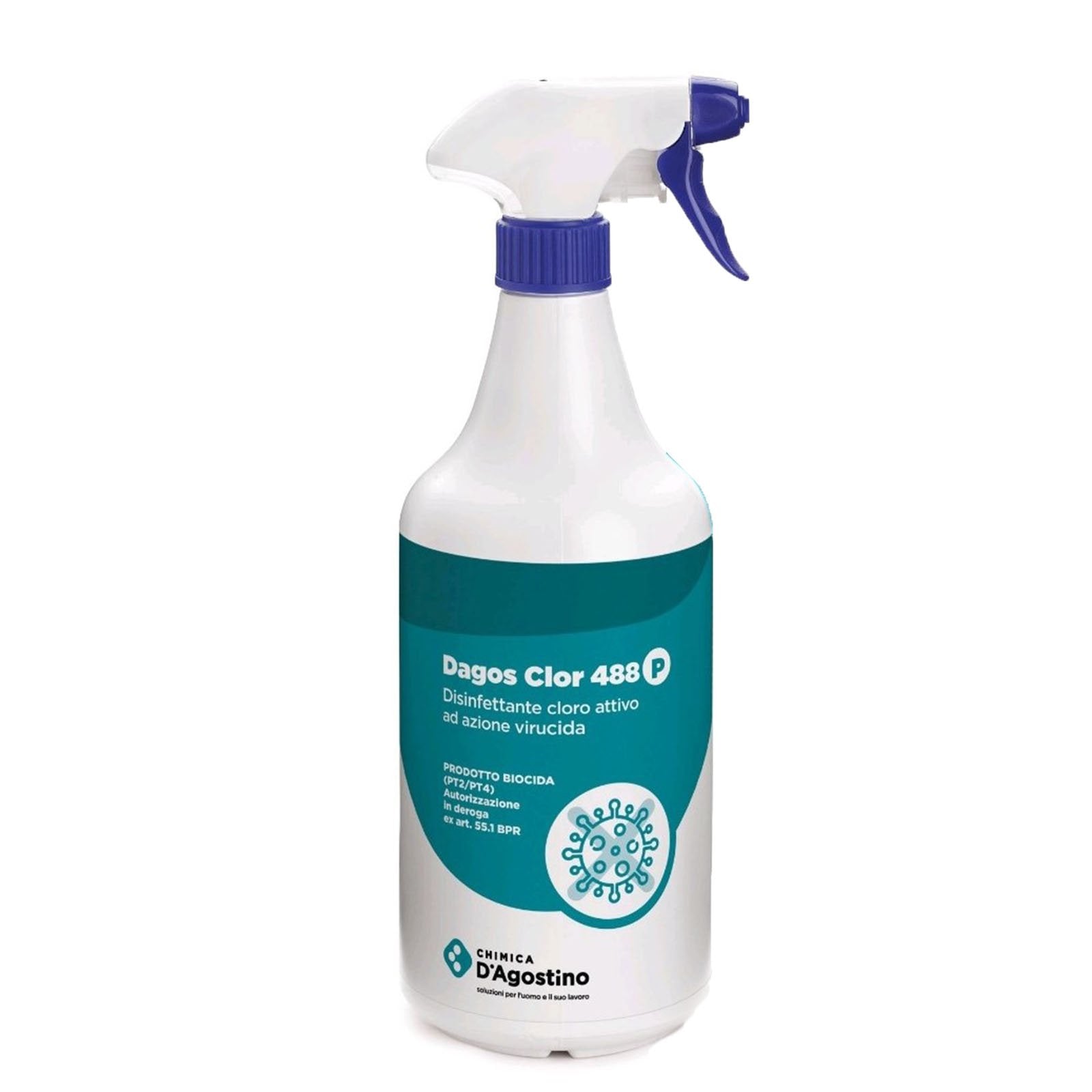 Spray disinfettante a base di cloro attivo "DAGOS CLOR 488" detergente da 750 ml antibatterico pronto all'uso