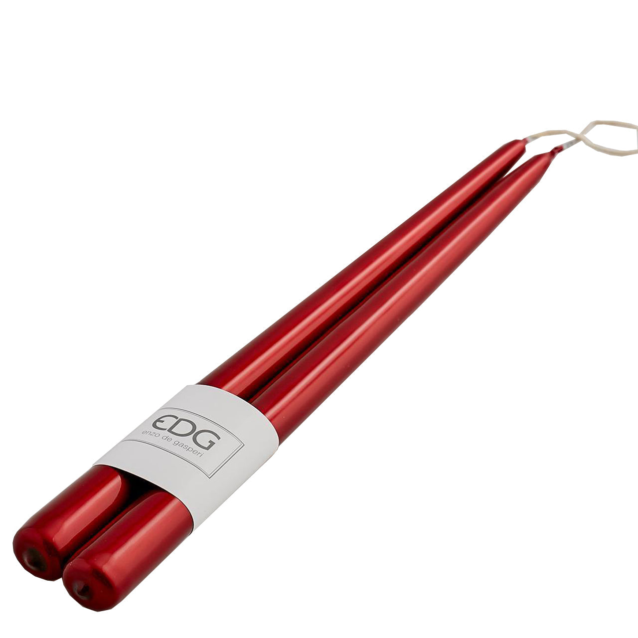 Candela stelo rosso scuro decorazione luminosa edg set 2 pezzi H 30 cm