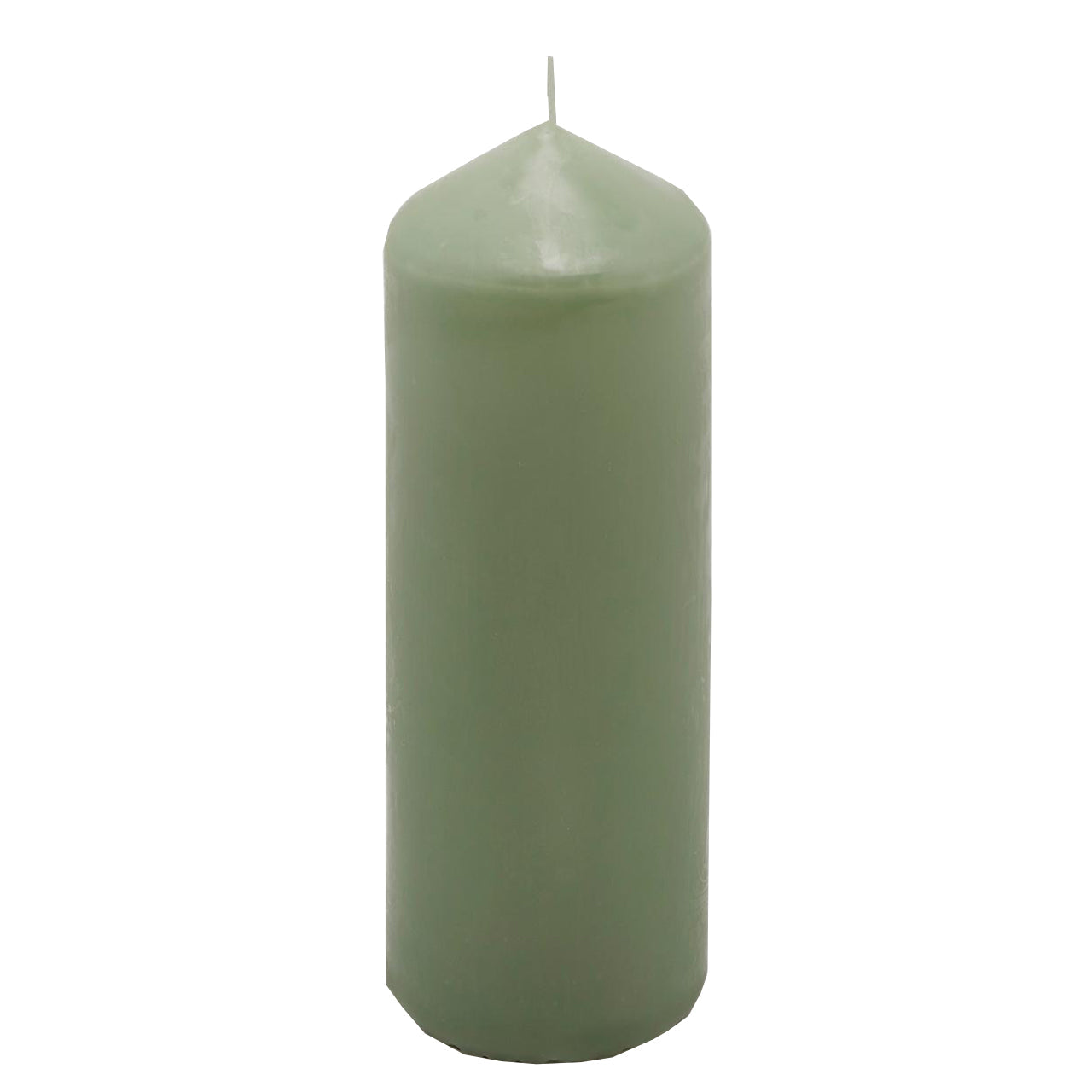 Candela classica in cera decorazione luminosa per ambienti color salvia