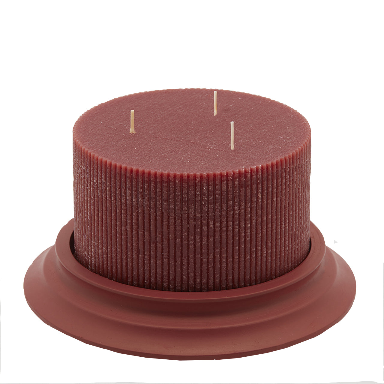 Candela cilindrica decorata cera dorica con piatto per ambienti