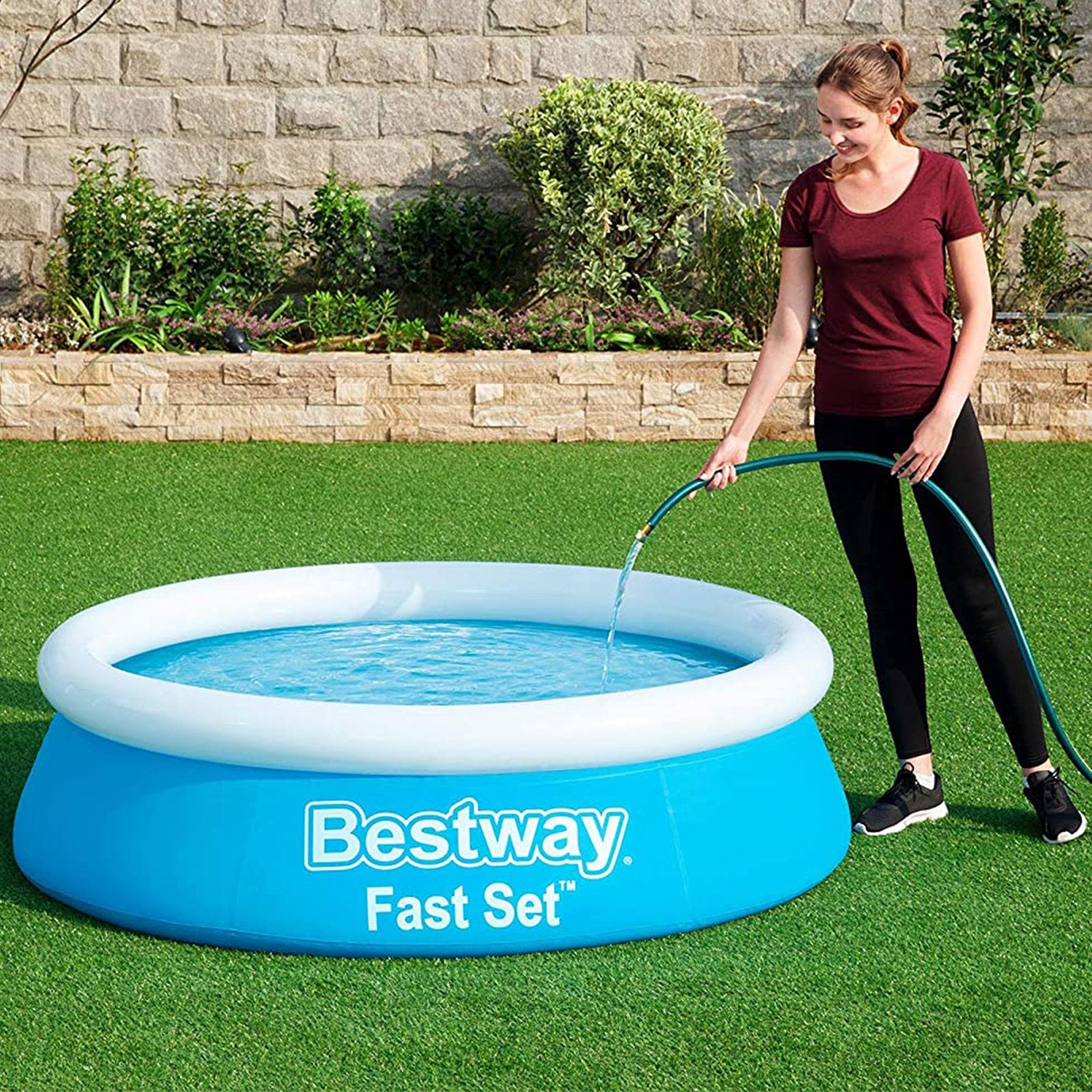Piscina 183 cm tonda fuoriterra per bambini giardino veranda ciambellone