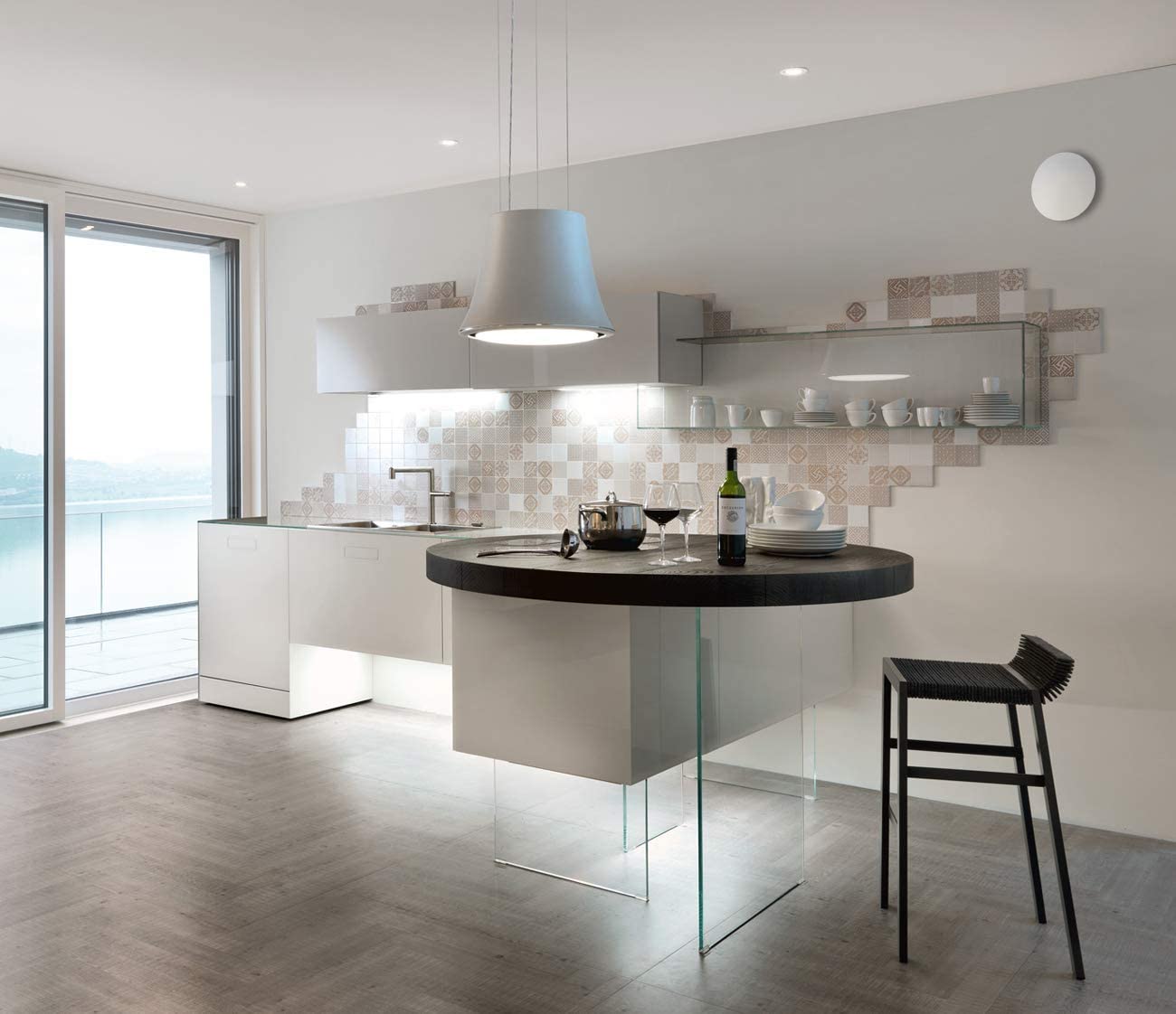 Griglia d'aerazione tonda estetica in ASA bianca da incasso con molle