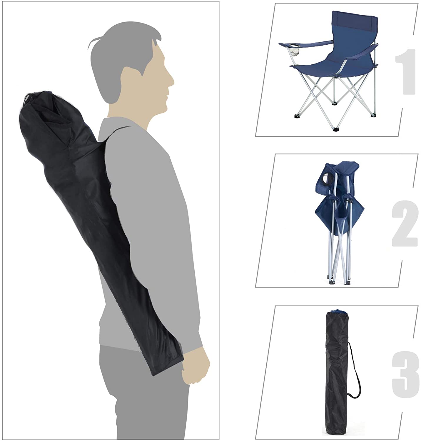 Poltrona da campeggio con chiusura ad ombrello "Giada" spiaggina in acciaio per mare e Balcone