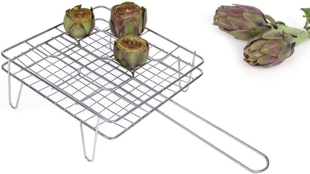 Graticola per carciofi da barbecue, griglia in acciaio con piedini alta qualità "Made in Italy"