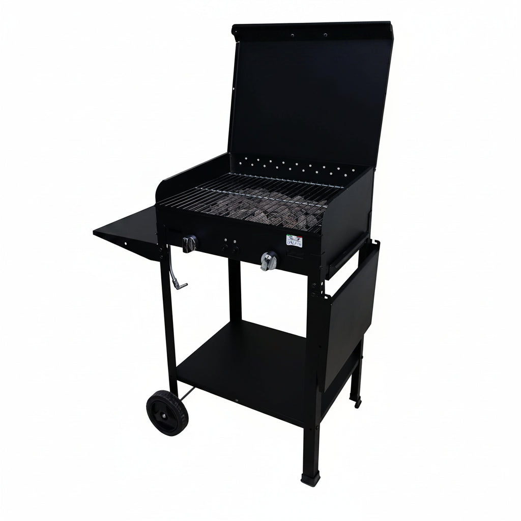 Barbecue bbq a gas e pietra lavica il lamiera smaltata 2 fuochi