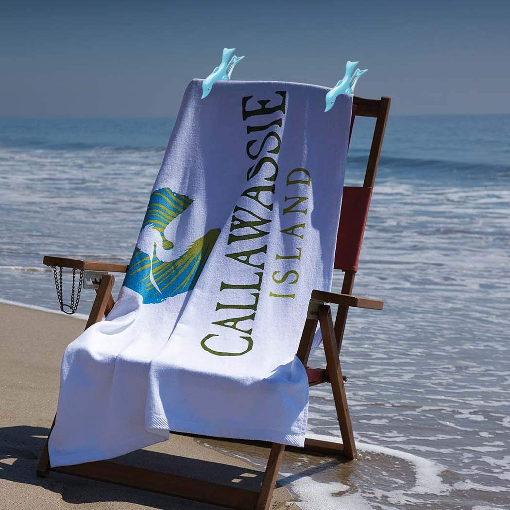 Set 2 mollette antivento, animali in plastica per fissaggio telo mare