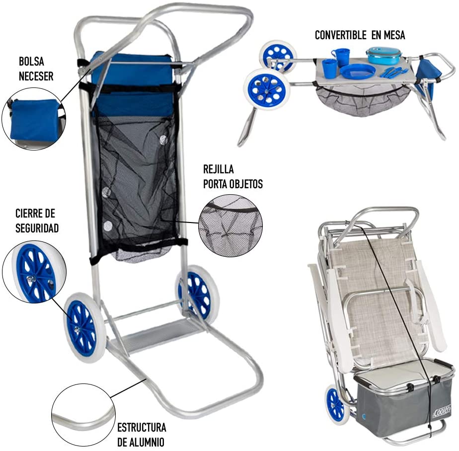 Carrello con tavolo trolley in alluminio per campeggio viaggio o spiaggia