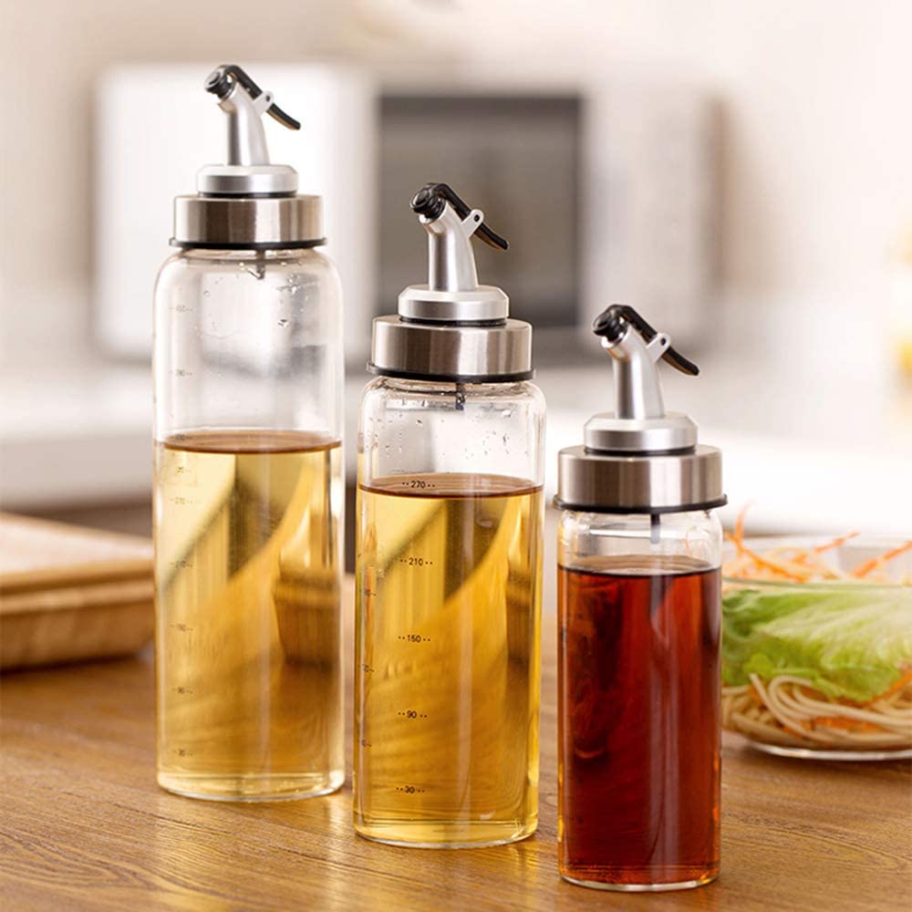 Oliera Graduata in Vetro trasparente con ugello antigoccia in Acciaio Inox 200 ml