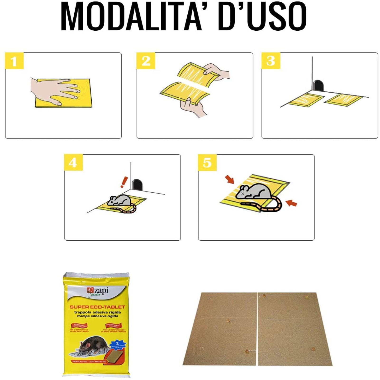 Tavolette adesive per topi e ratti trappola in legno con colla topicida