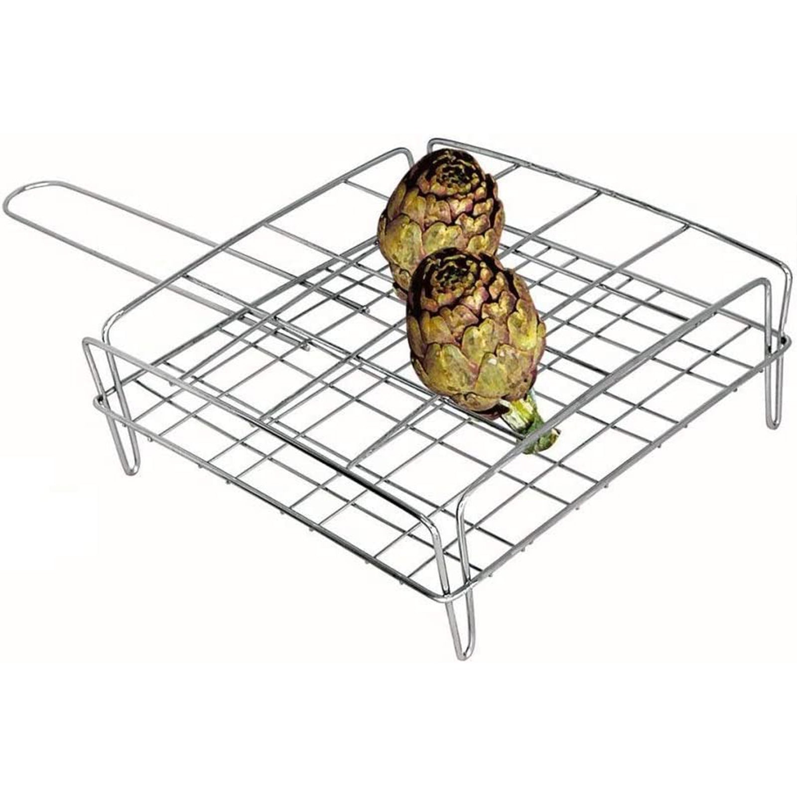 Graticola per carciofi da barbecue, griglia in acciaio con piedini alta qualità "Made in Italy"