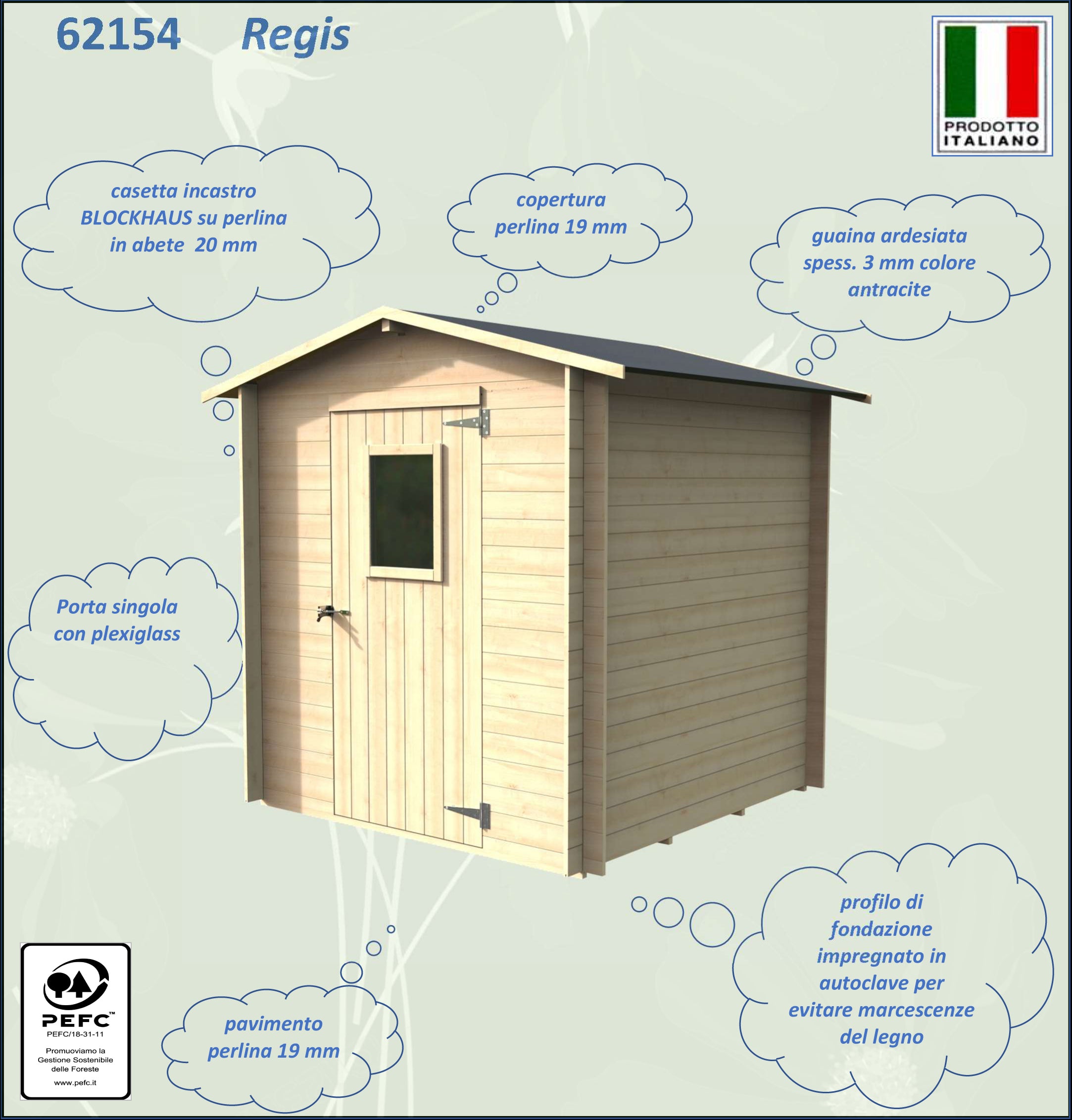 Casetta in legno con porta e finestra deposito da giardino per attrezzi "Made in Italy" 200 x 200 x h 217 cm