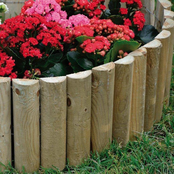 Bordura per aiuole in legno "Lasa" di pino naturale per recinzioni giardino e terrazzo