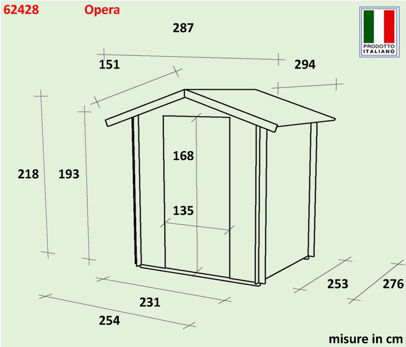 Casetta in legno con doppia porta finestrata deposito da giardino "Made in Italy"