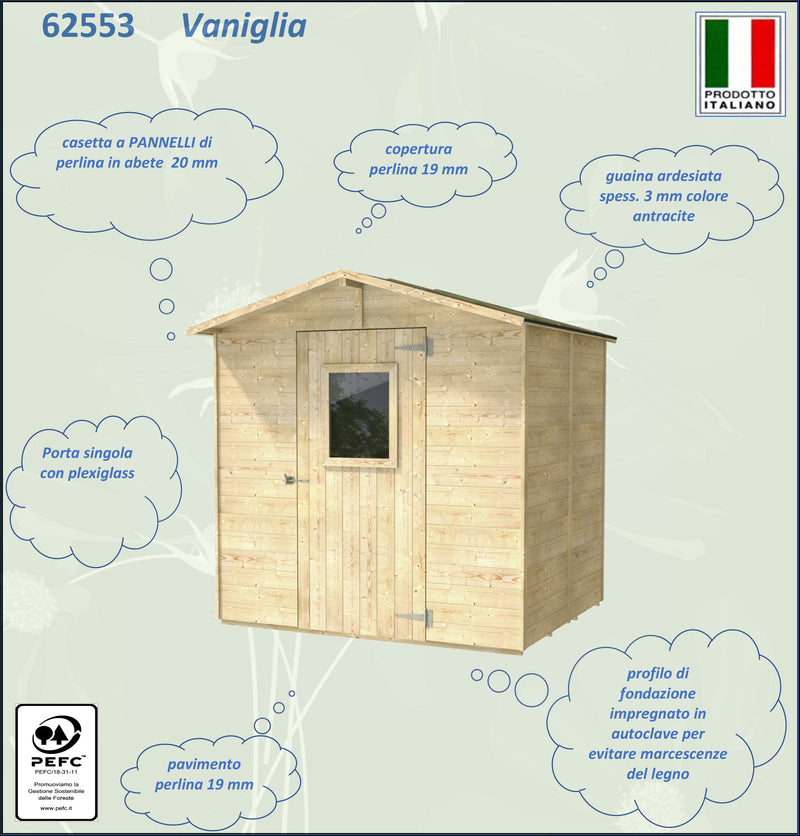 Casetta in legno con porta finestrata deposito da giardino "Made in Italy" 200 x 207 x h 214 cm