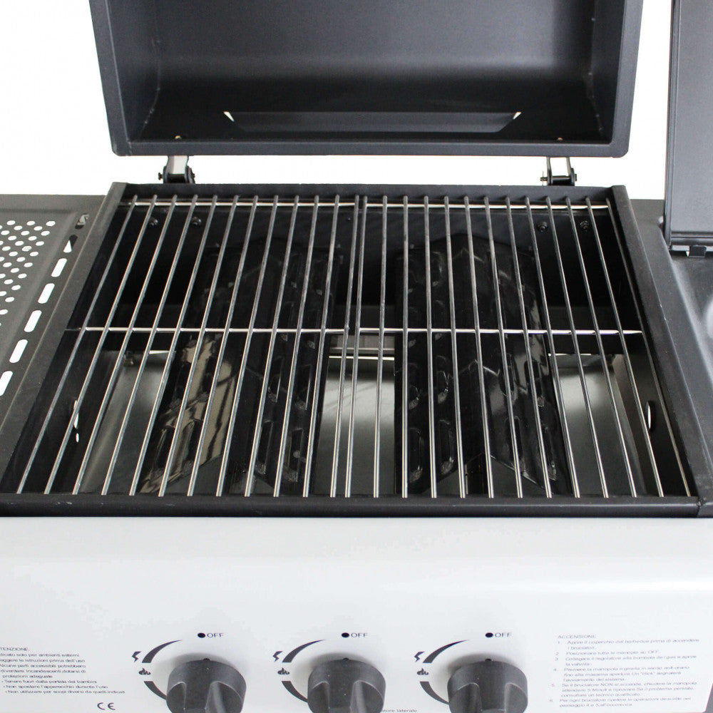 Barbecue bbq a gas con fornello laterale 2 fuochi+1
