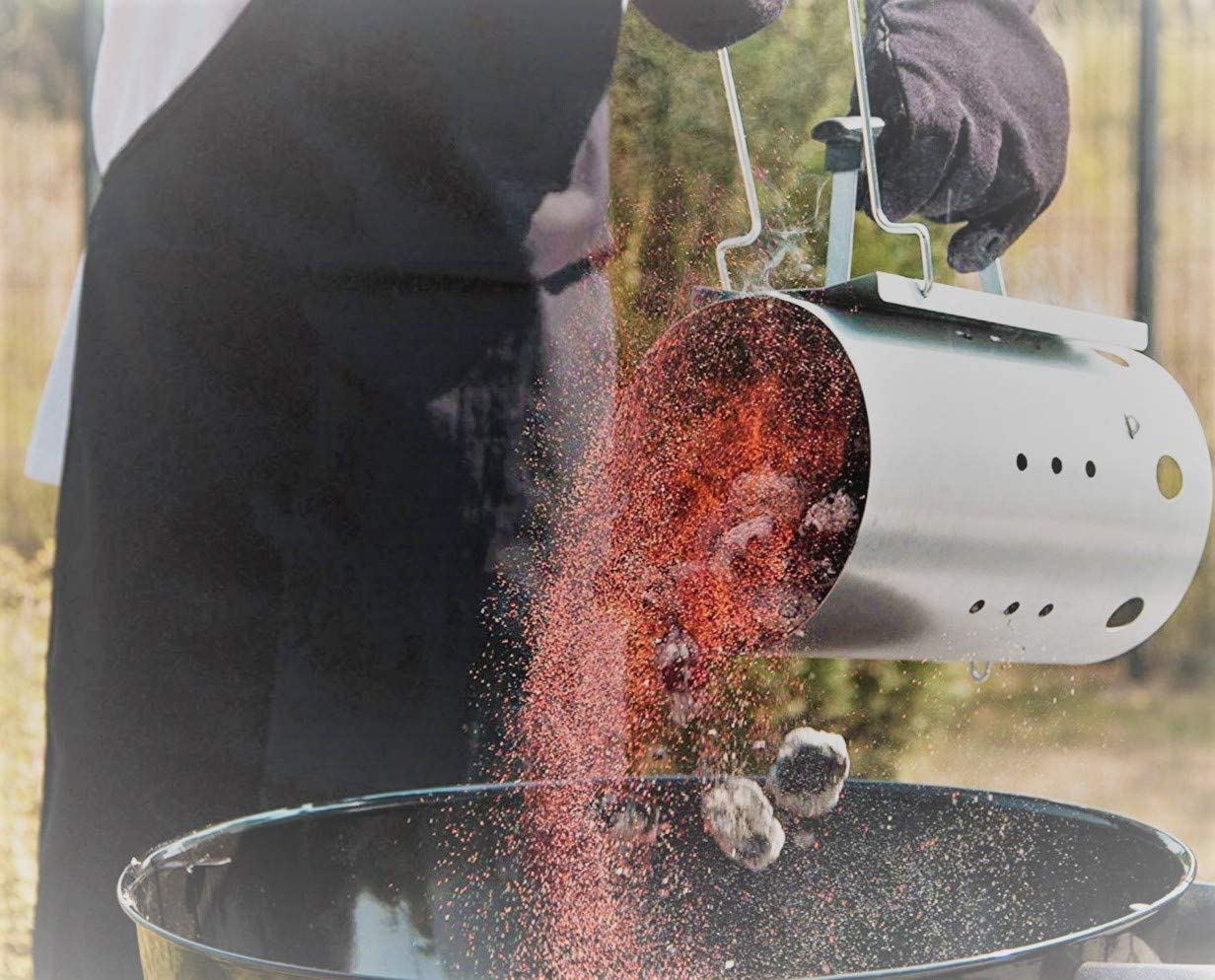 Accendi carboni e bricchetti per barbecue ravviva fiamma con manico di protezione h 30 cm