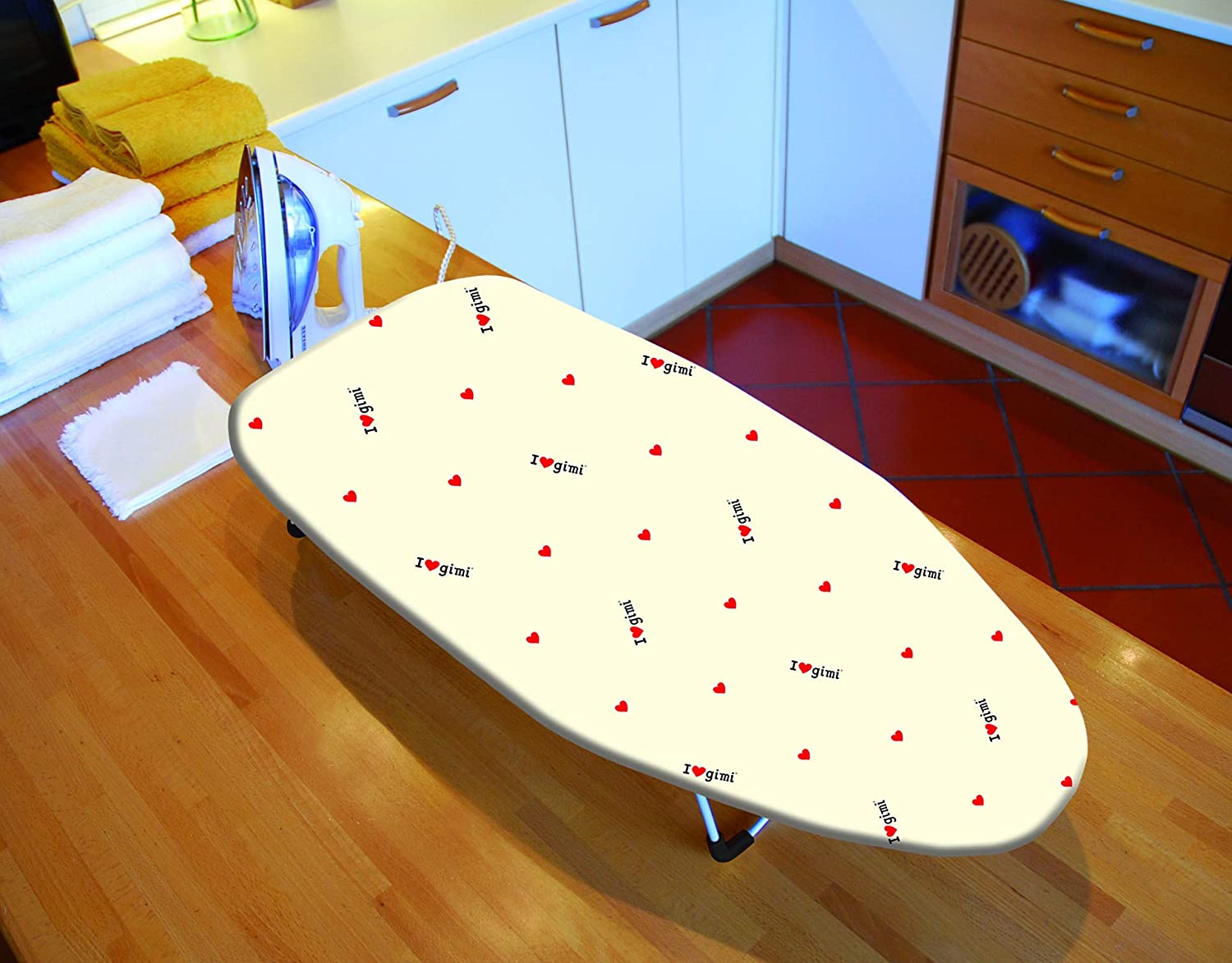 Asse da stiro in acciaio verniciato 73x32 cm con foderina in cotone "pollicino"