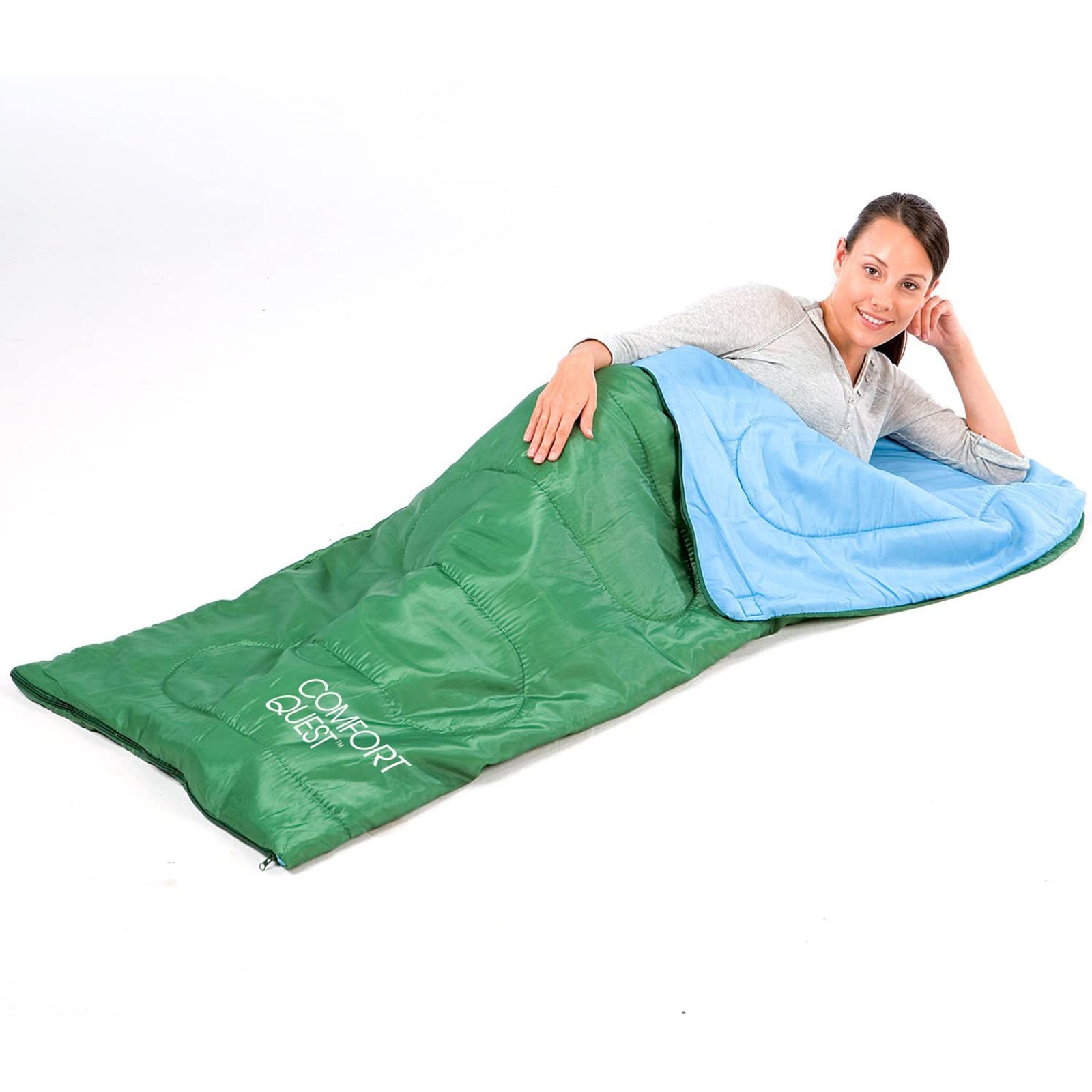 Sacco a pelo estivo "Dritto" per campeggio ed escursioni in poliestere 200 gr