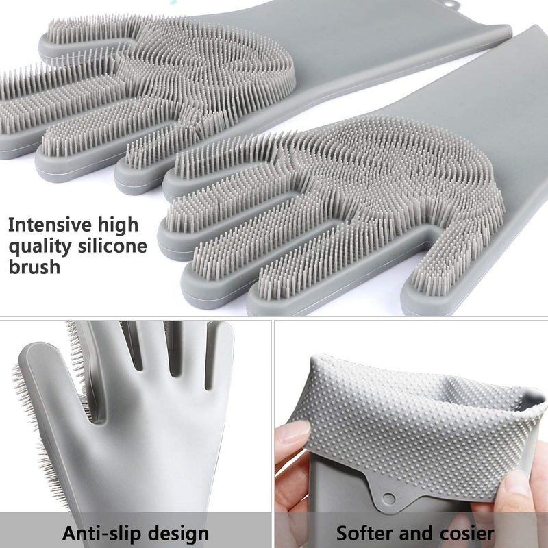 Guanti in silicone con spugna integrata per lavare i piatti da cucina