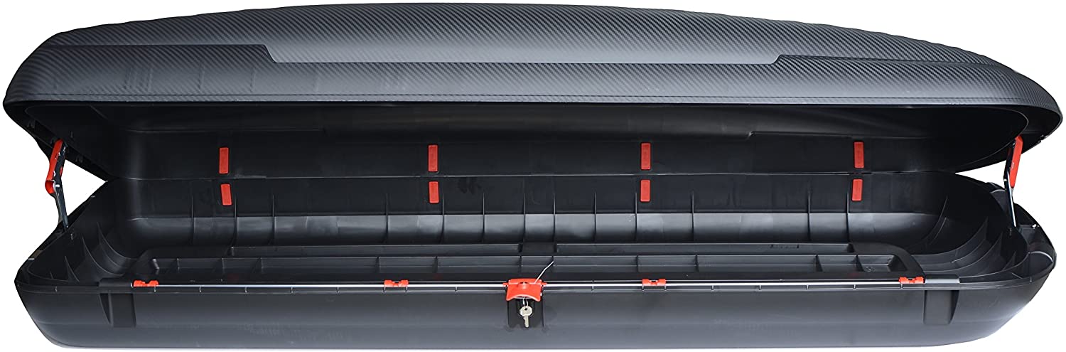 Baule portapacchi per auto effetto fibra di Carbonio da 320 lt "Made in Italy"