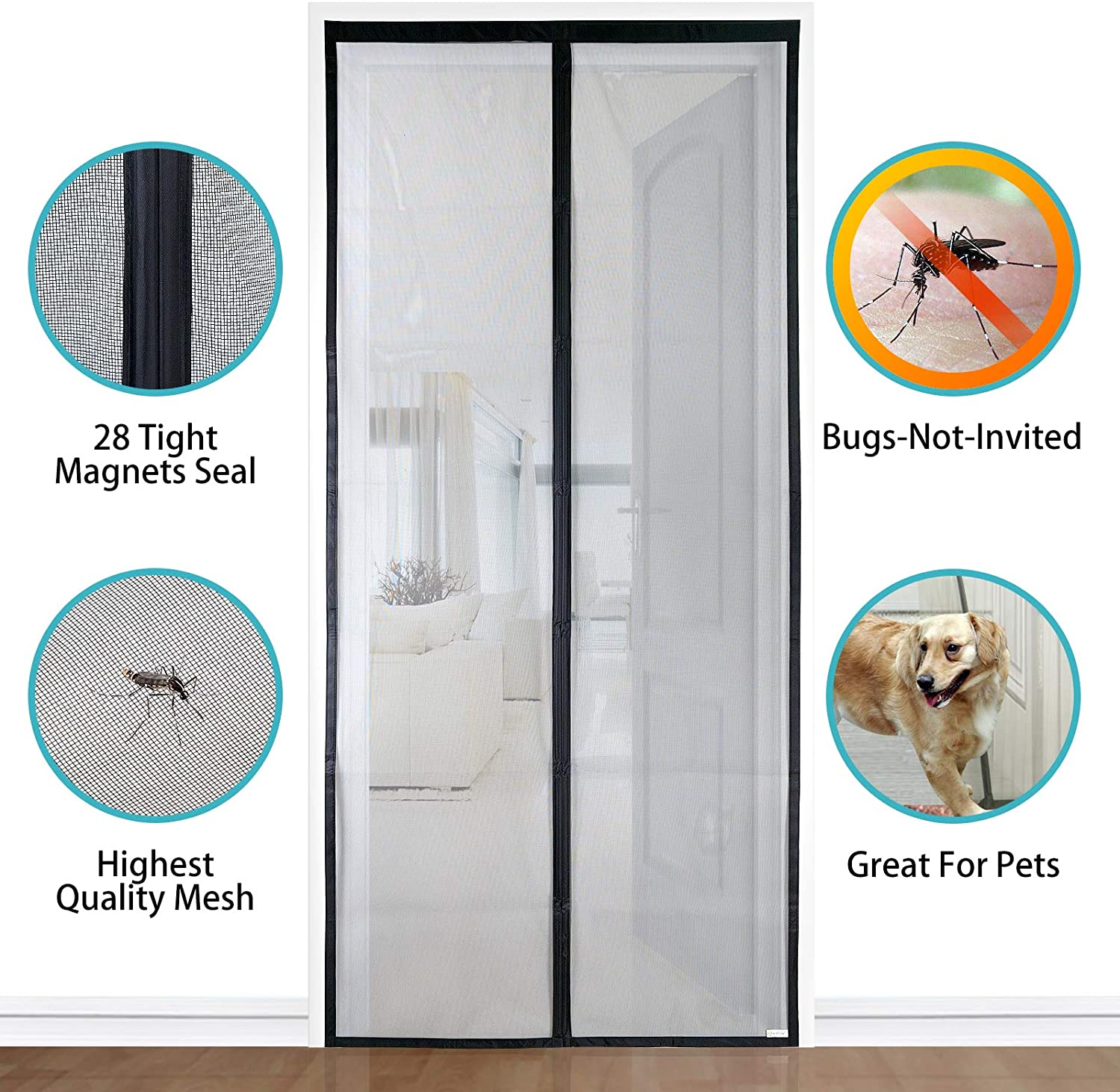 Zanzariera magnetica con telaio rigido "Magnetix plus" in pvc riducibile 150 x 250 cm