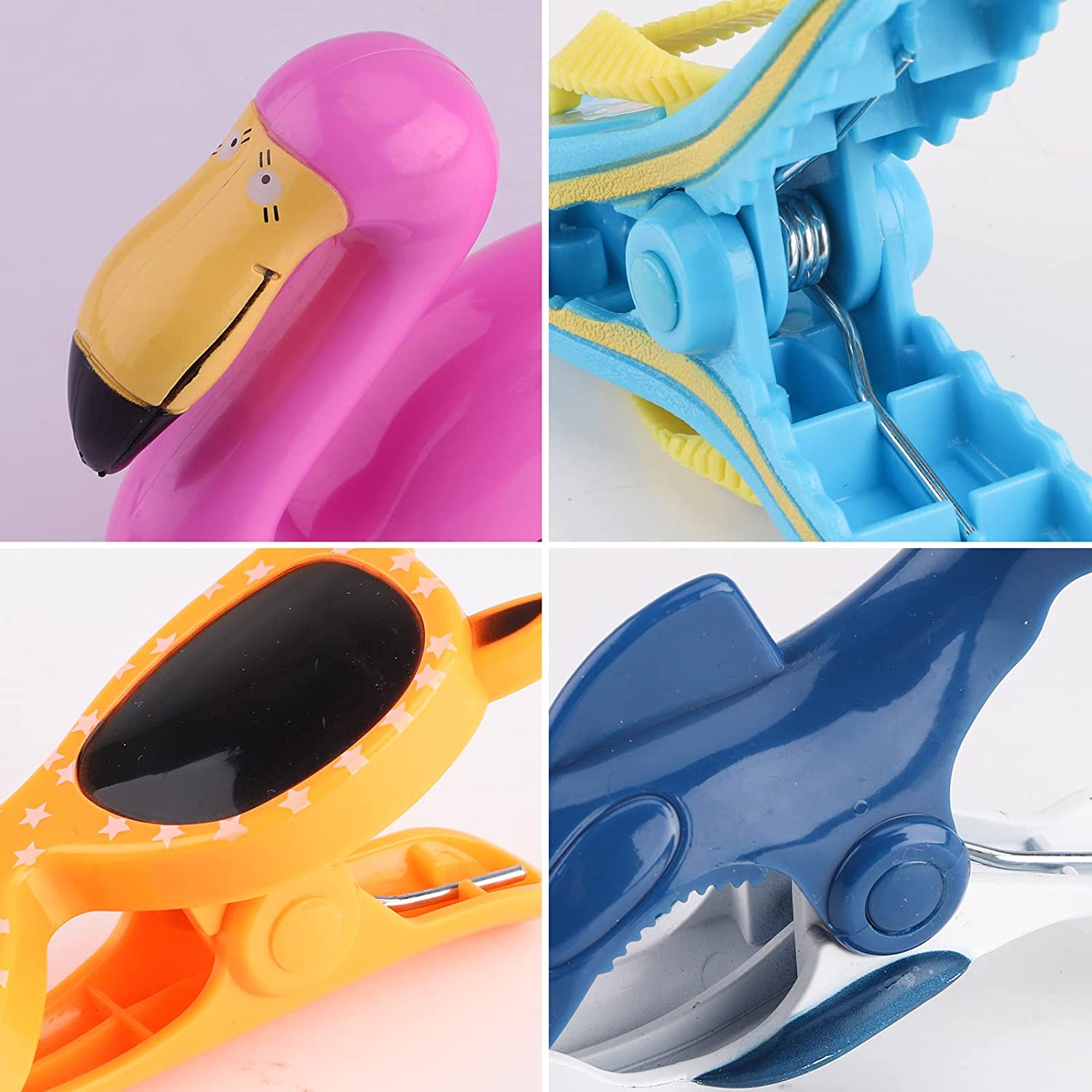 Set 2 mollette antivento, animali in plastica per fissaggio telo mare