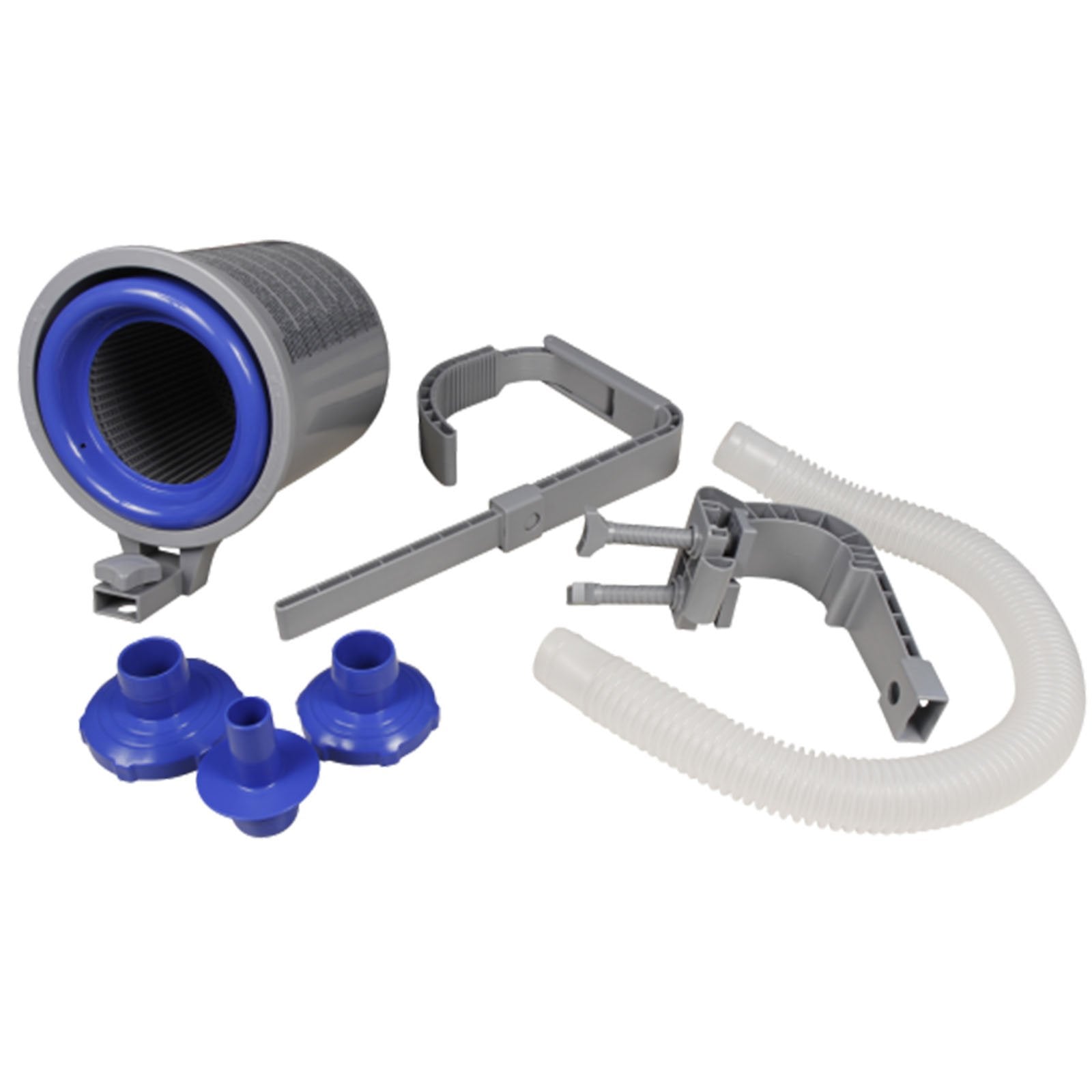 Skimmer di superficie a parete per raccolta di foglie e dispenser cloro piscina con struttura