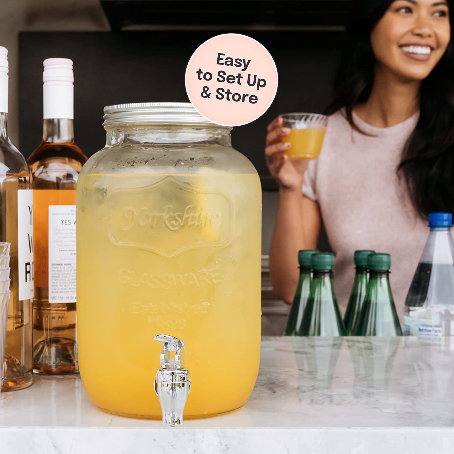 Caraffa in vetro porta bevande con rubinetto da 4 lt