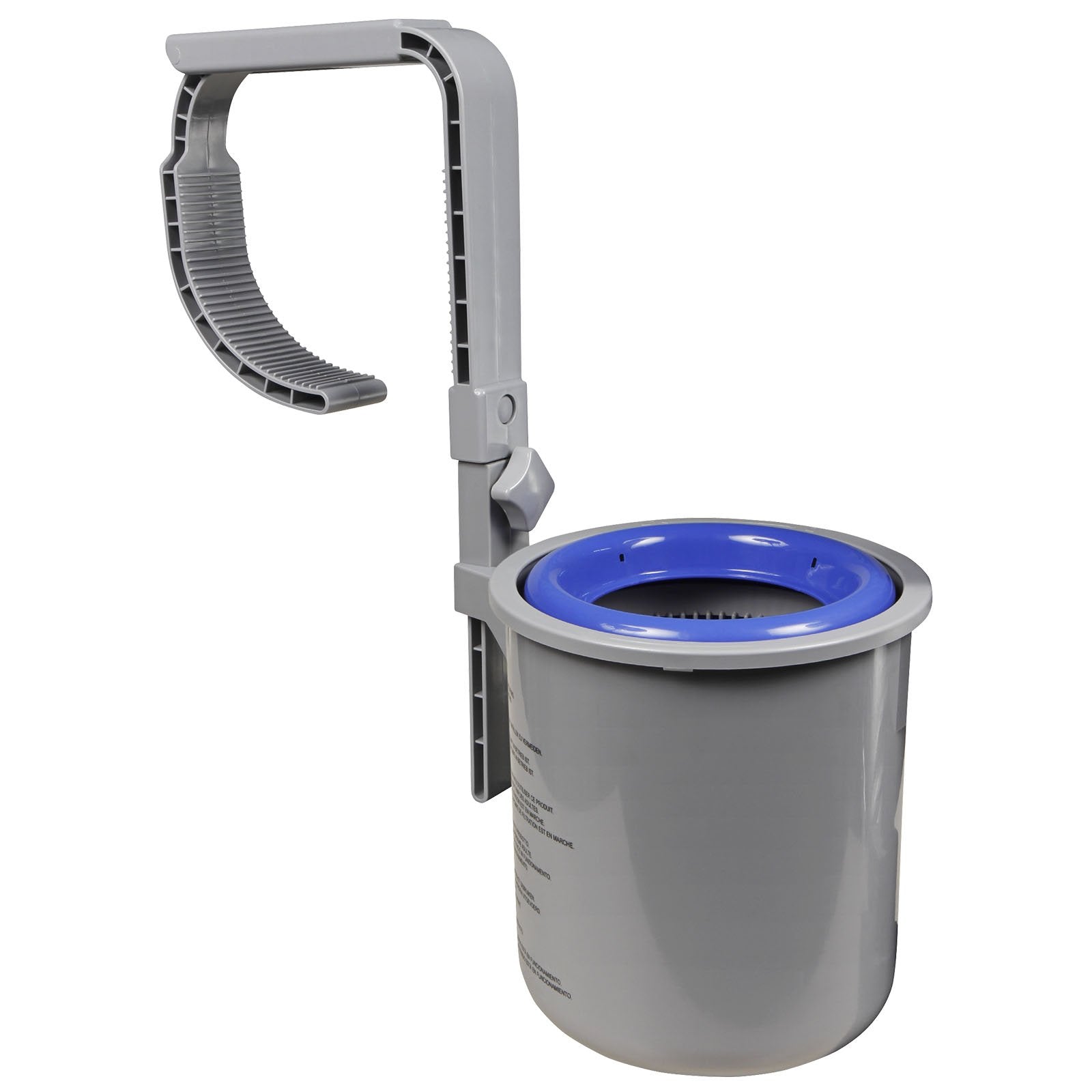 Skimmer di superficie a parete per raccolta di foglie e dispenser cloro piscina con struttura