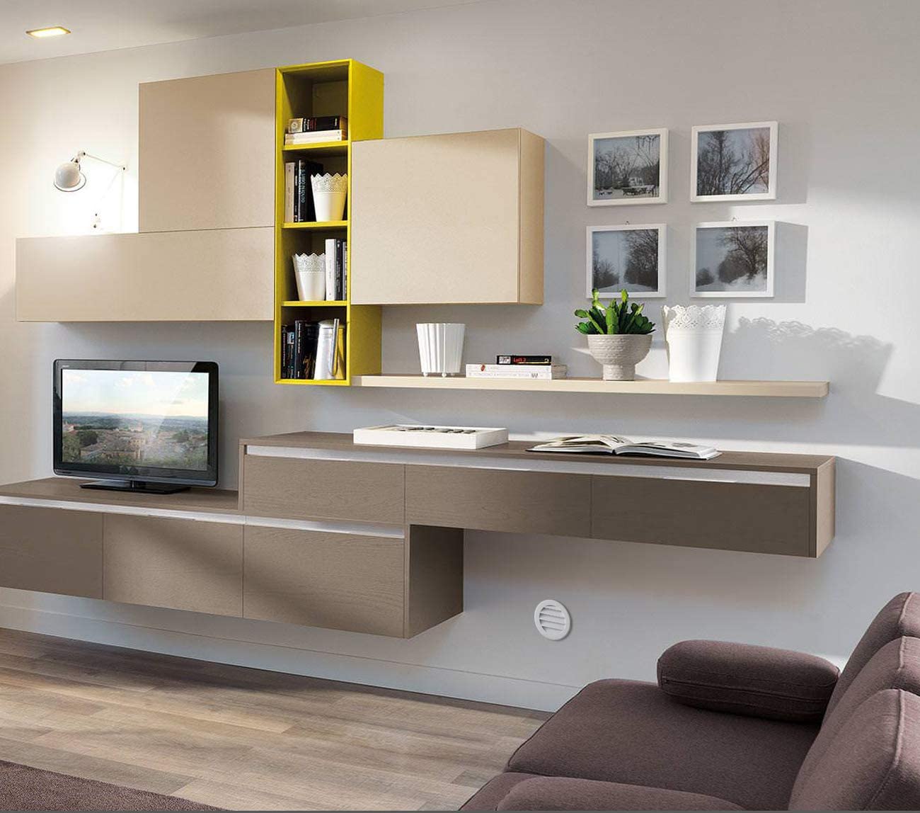 Griglia d'aerazione tonda in ABS bianca da incasso con rete