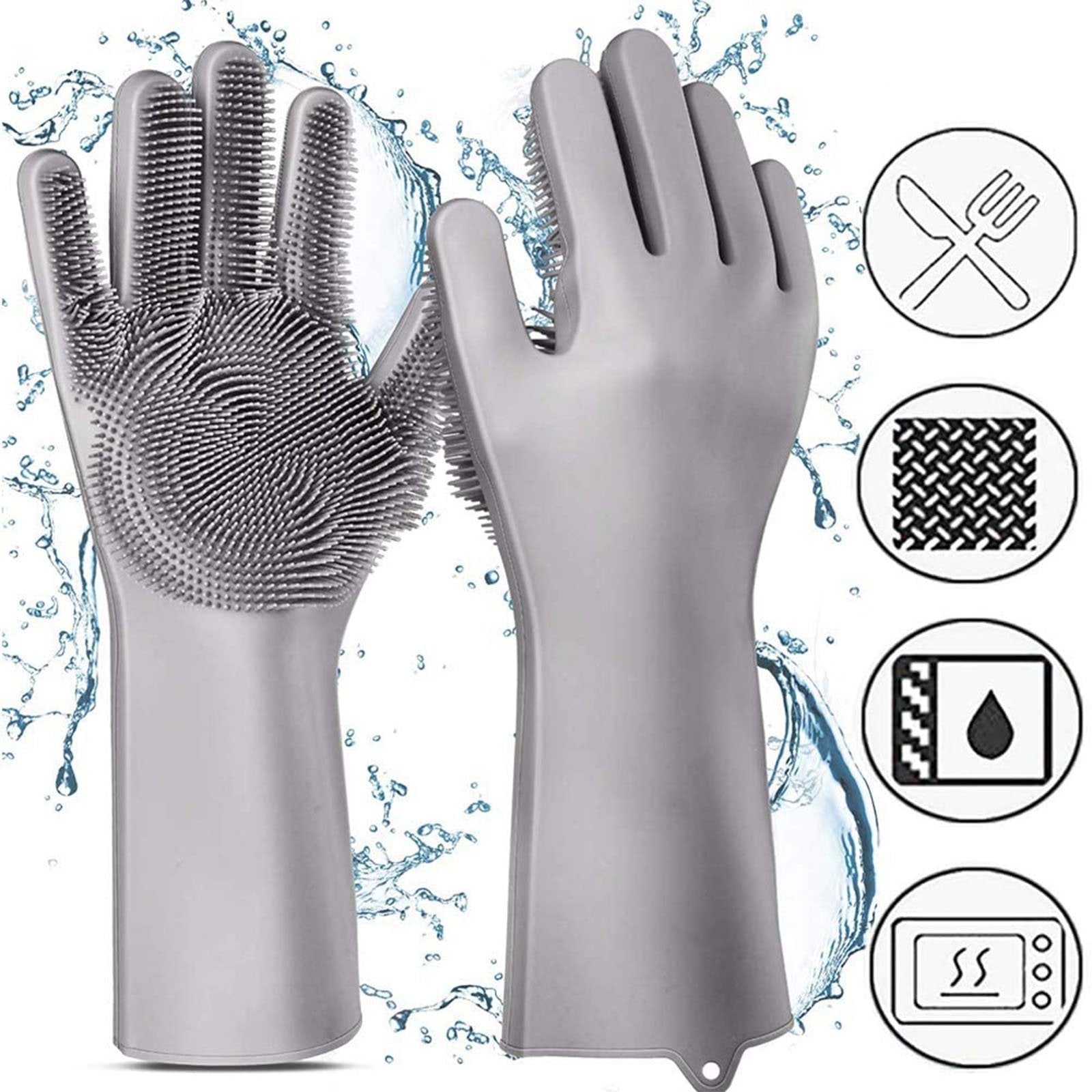 Guanti in silicone con spugna integrata per lavare i piatti da cucina