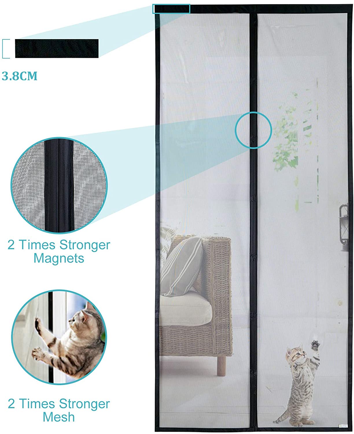 Zanzariera magnetica con telaio rigido "Magnetix plus" in pvc riducibile 150 x 250 cm