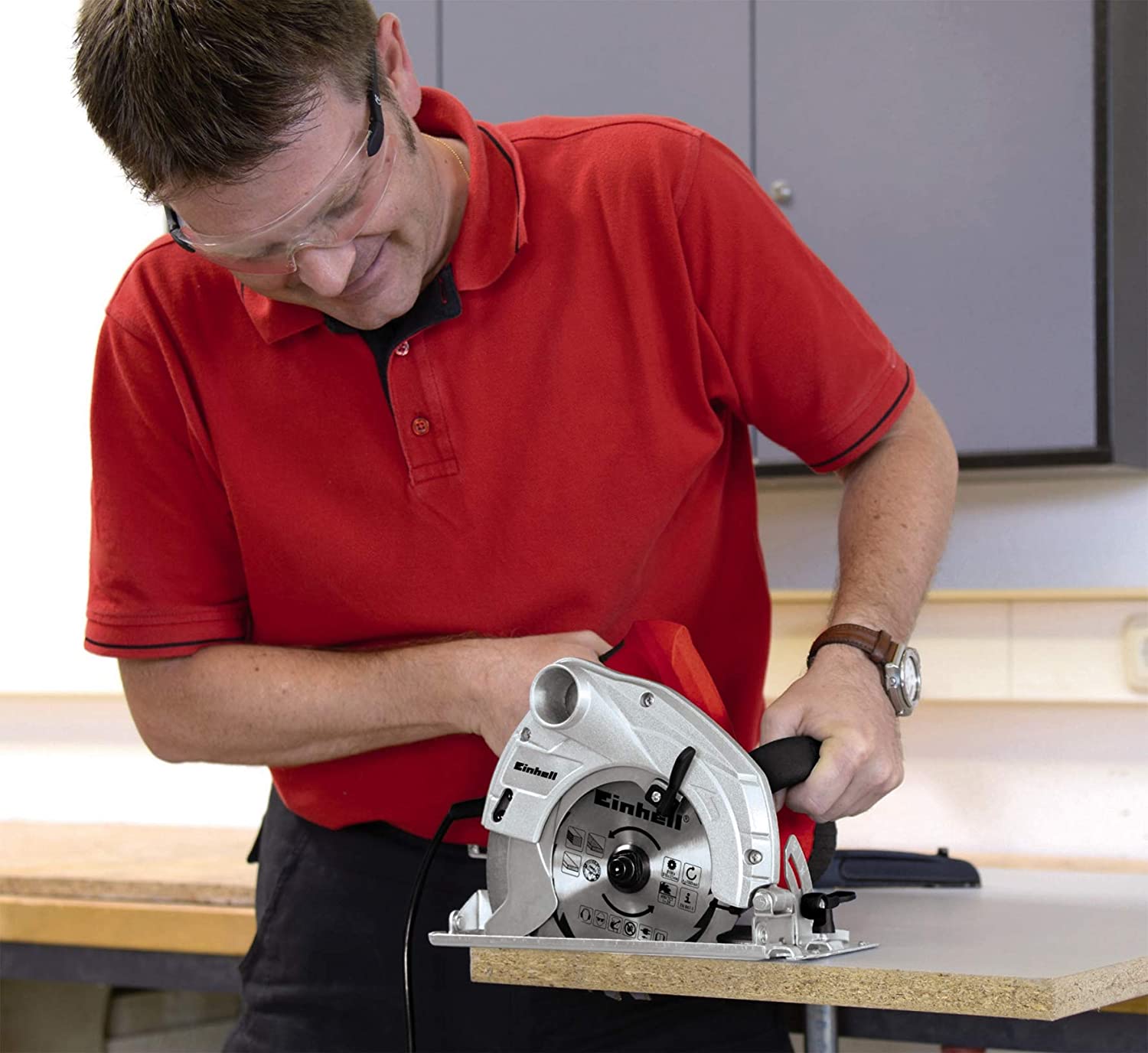 Sega circolare manuale TH-CS 1400/1 per tagli dritti nel legno con lama HM avvio progressivo