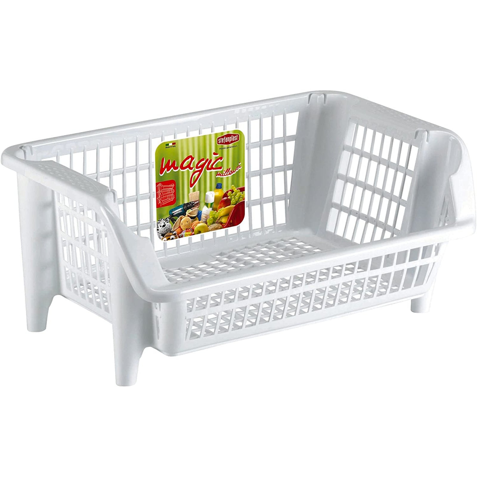 Cestello impilabile "Magic" milleusi in plastica per uso casalingo a bocca di lupo