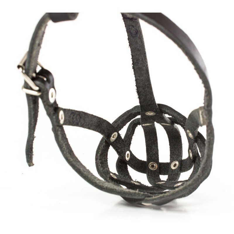 Museruola a cestello per cani di media e grossa taglia in cuoio