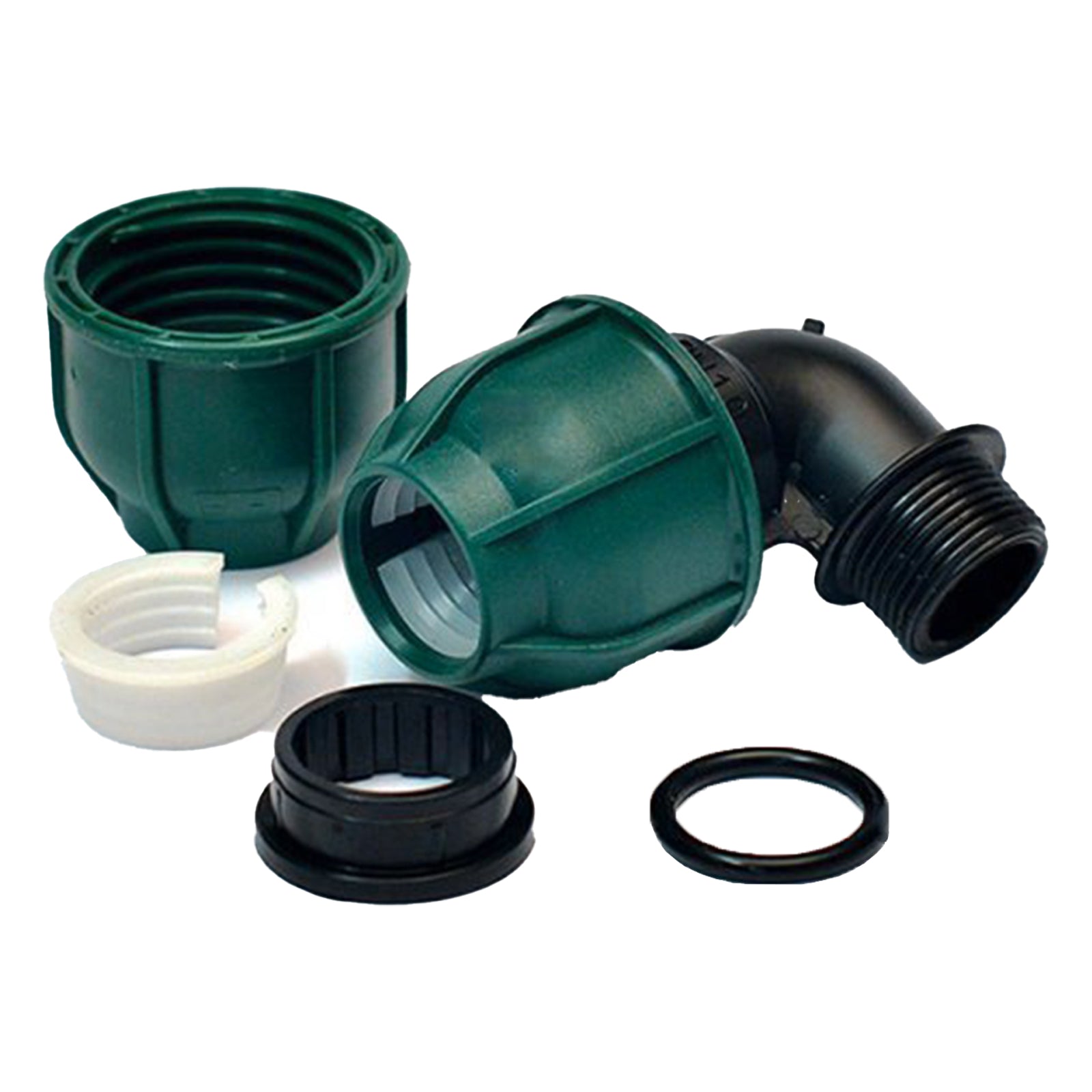 Gomito a 90° con derivazione maschio in polipropilene per irrigazione e giardinaggio PN 10 Bar