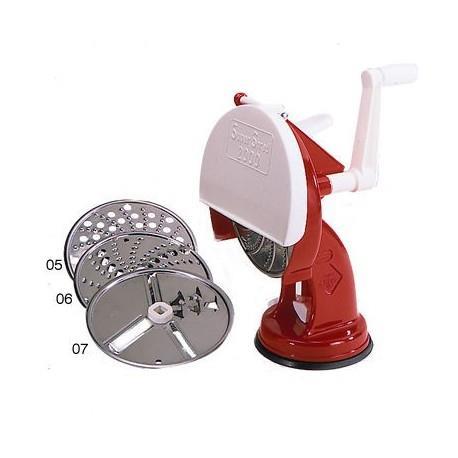 Grattugia manuale tritatutto da tavolo con 3 dischi in acciaio inox dotata di ventosa in poliammide 66