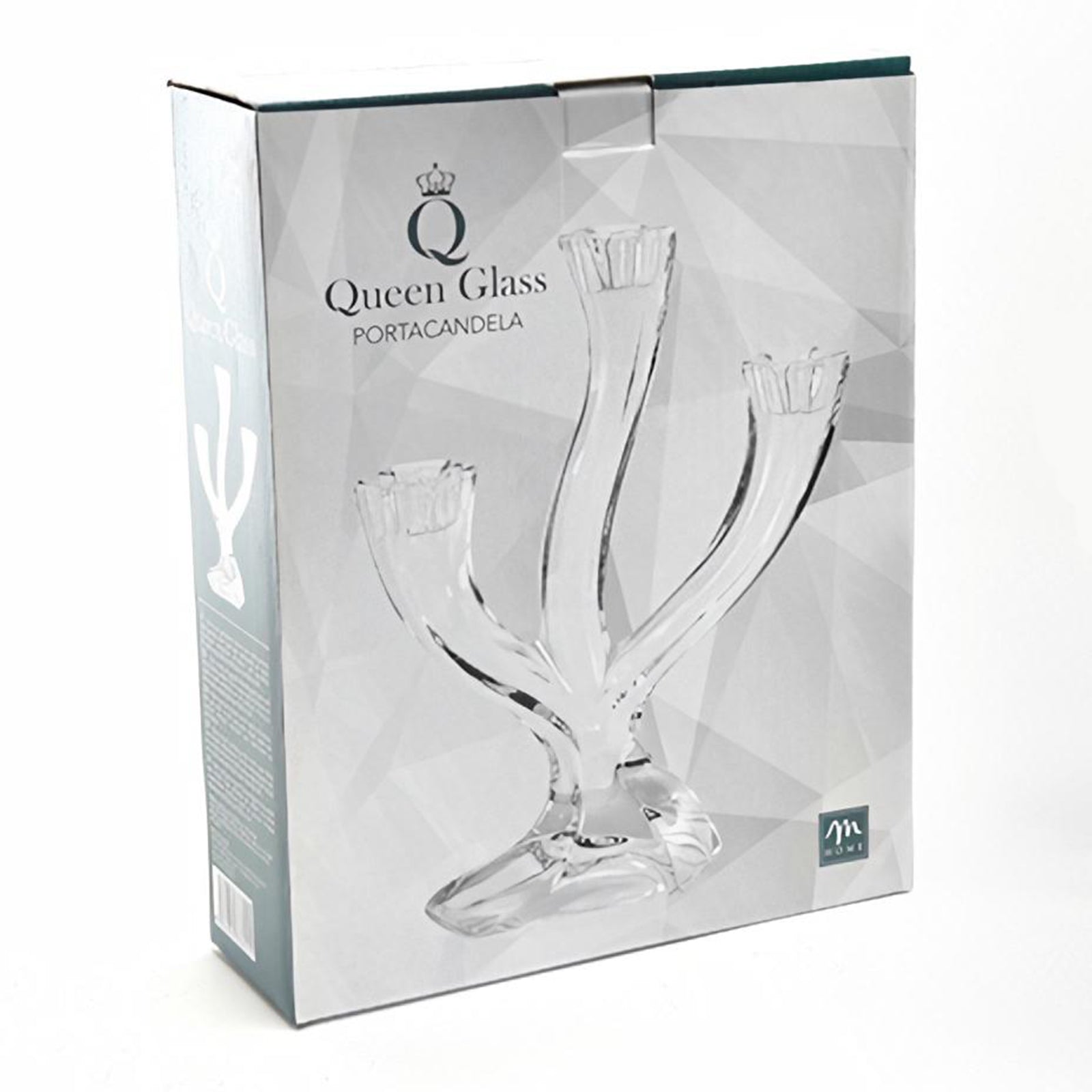 Portacandele in cristallo "Boheme" con 3 fuochi decorazione centrotavola 18 x 6 x h23,5 cm