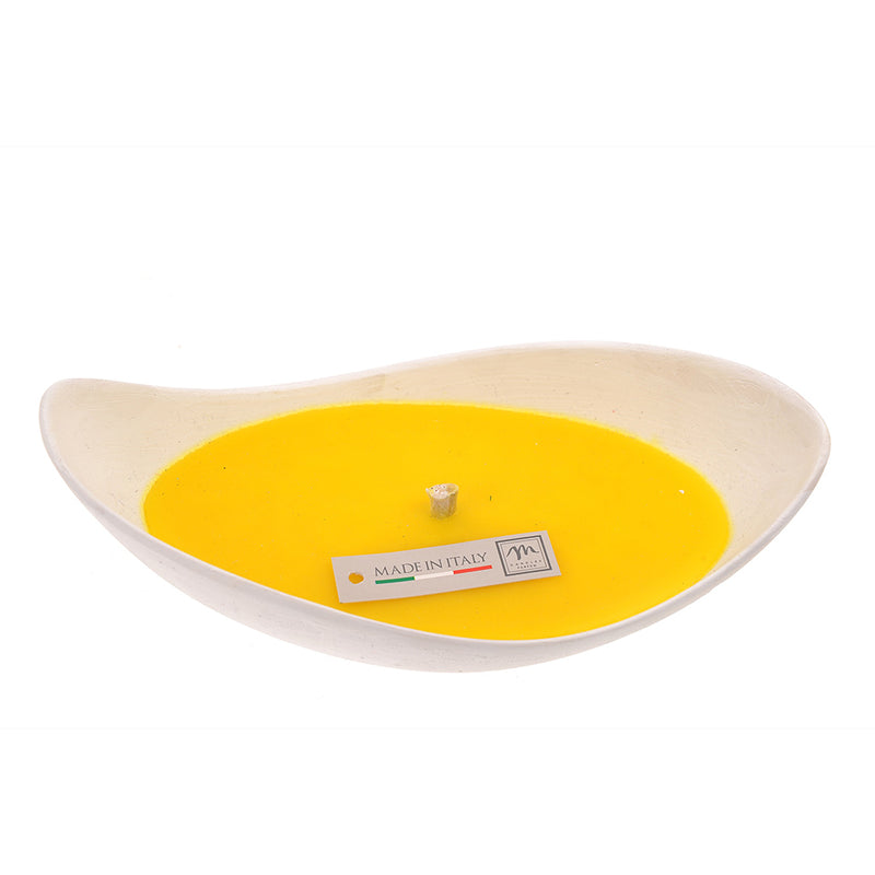 Candela di citronella con gondola in gesso colore giallo Ø 20,5 x 12 x h8 cm