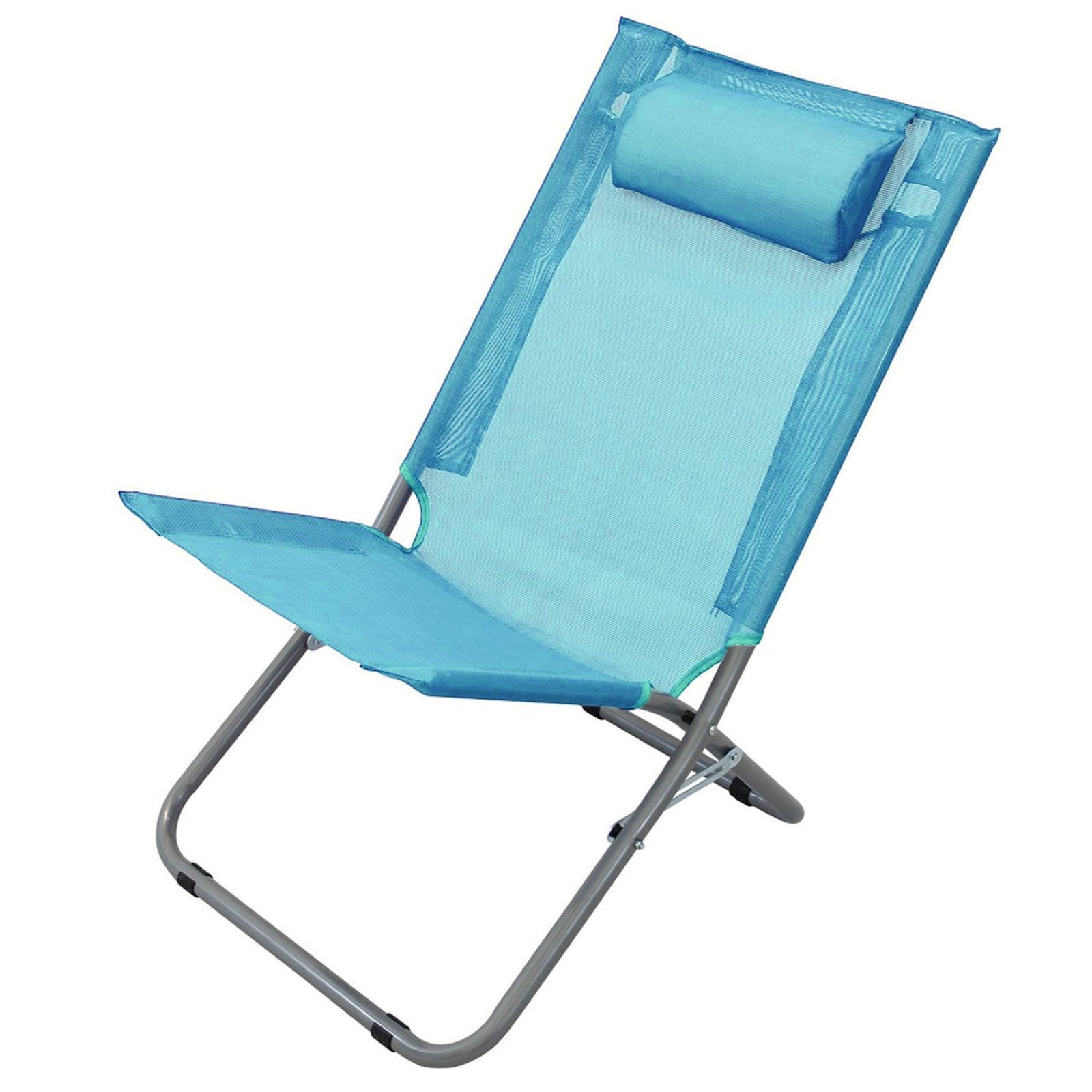 Sedia "Alta steel" in texilene spiaggina da mare pieghevole blu struttura in metallo