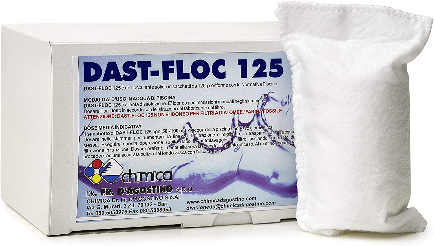 Flocculante solido in sacchetti professionale "Dast-floc 125" per piscine kg 1