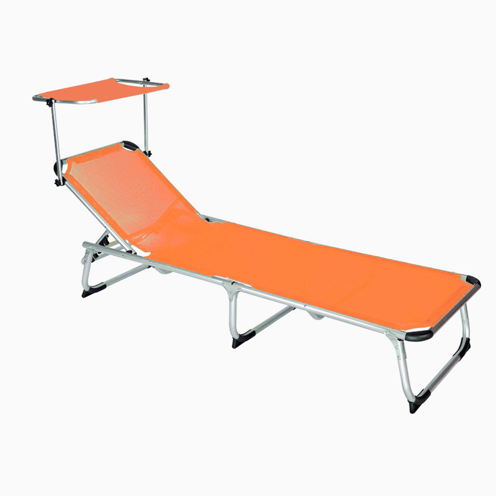 Lettino prendisole "Super" in alluminio pieghevole con tettuccio da mare e giardino