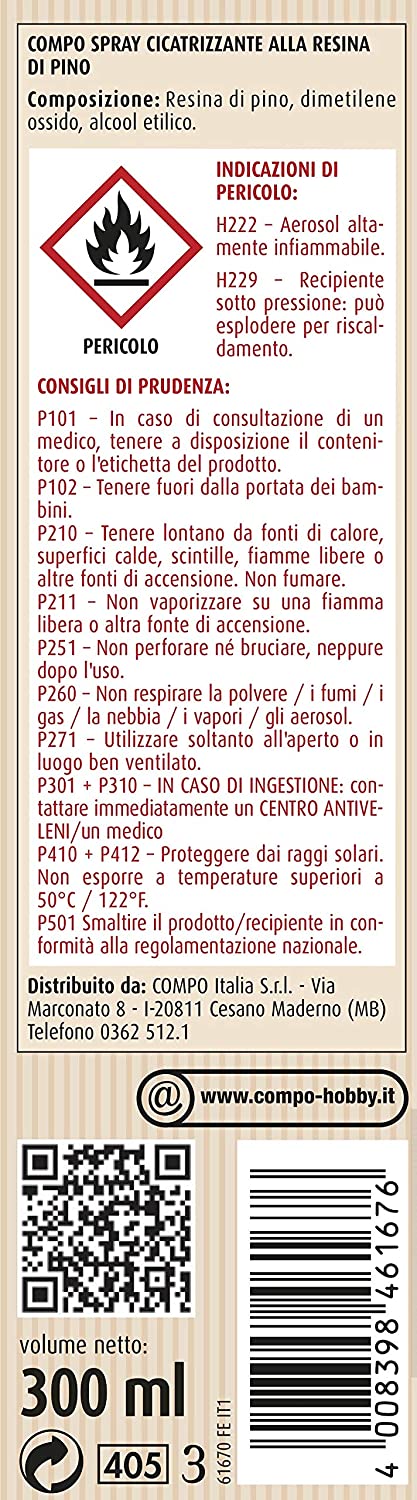 Cicatrizzante spray per innesti e potature da 300 ml per alberi e arbusti a base di resina di pino naturale